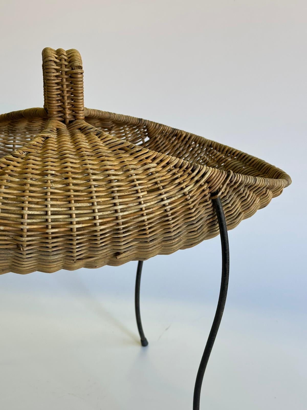 1960s Italian Wicker & Iron Basket