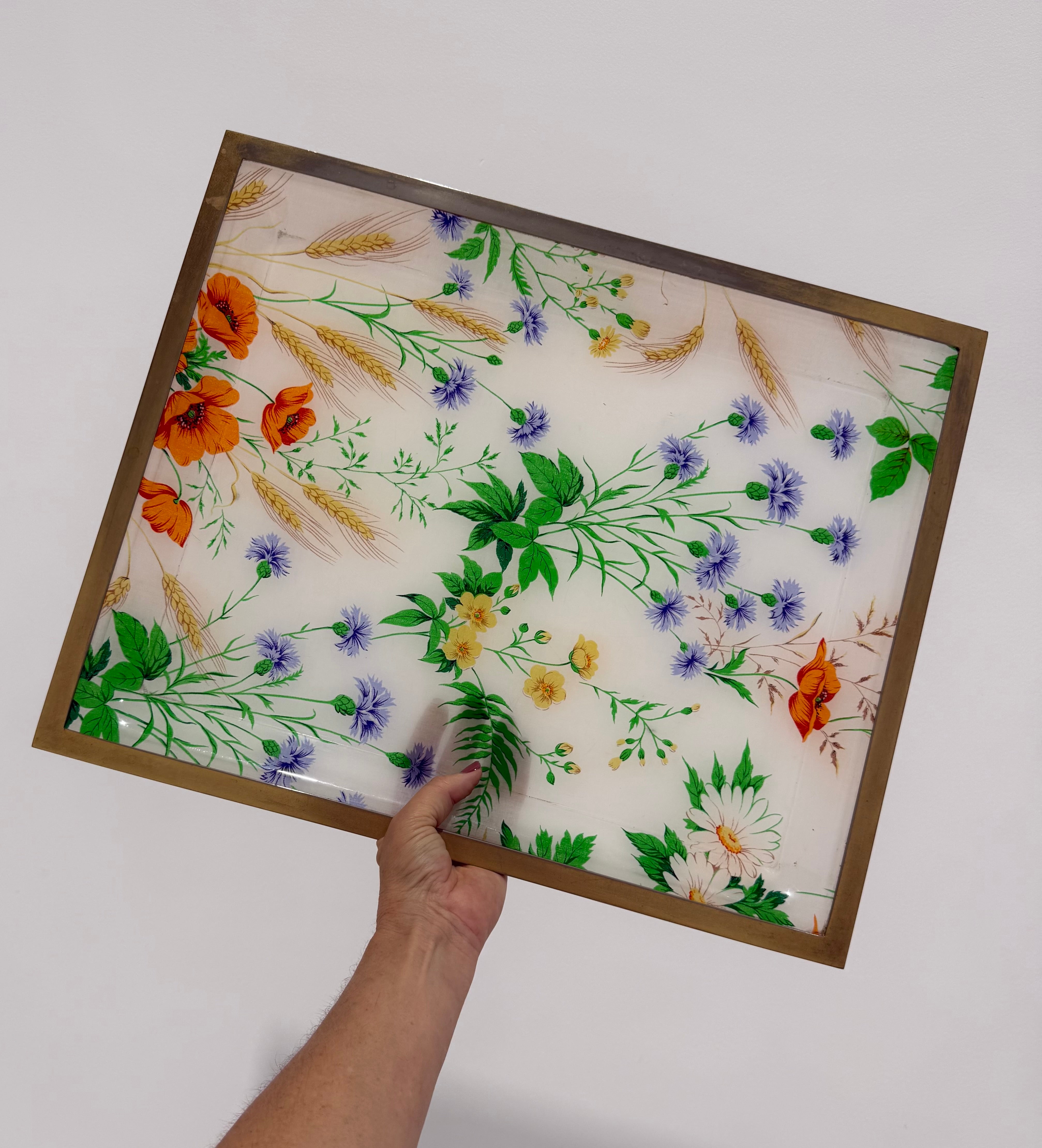 Large Italian Floral Perspex Tray