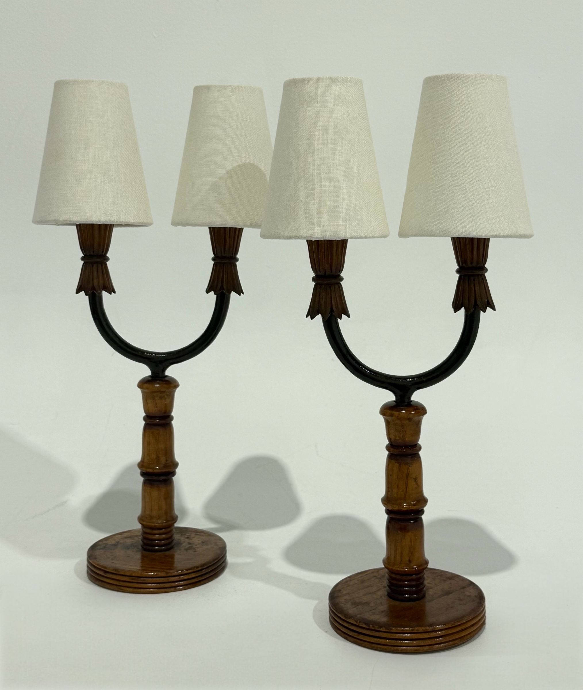 Vintage Italian Timber & Iron Lamp - Two Available