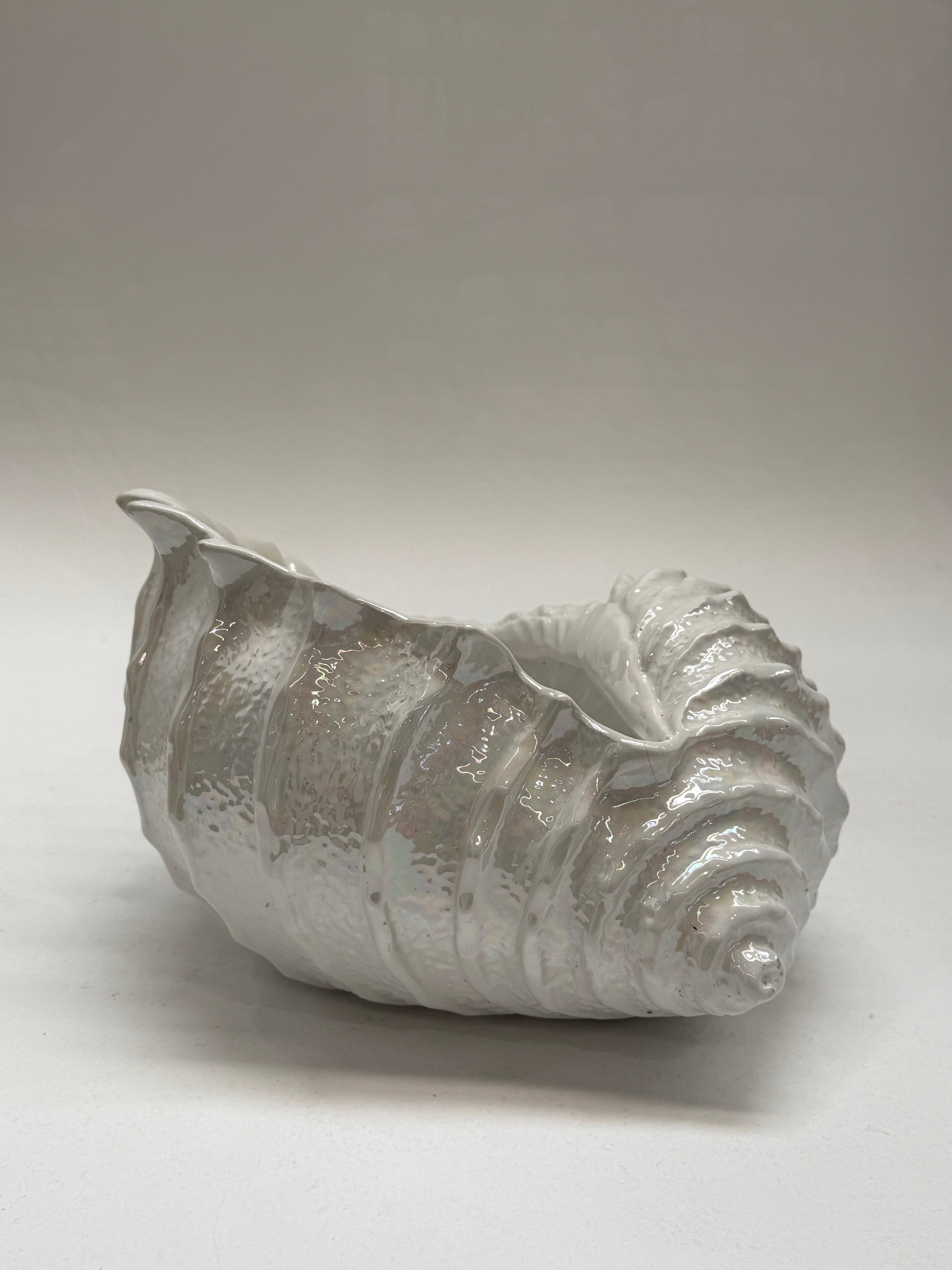 Large Italian Ceramic Shell Vase
