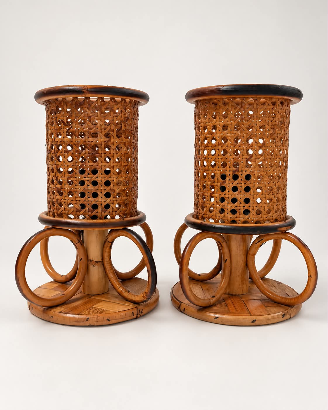 Pair of Vintage Italian Bamboo Lamps