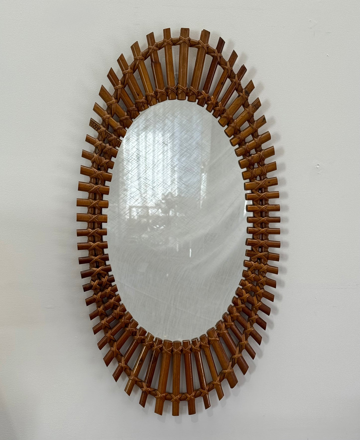 Italian Bamboo Mirror by Olaf Von Bohr for Bonacina