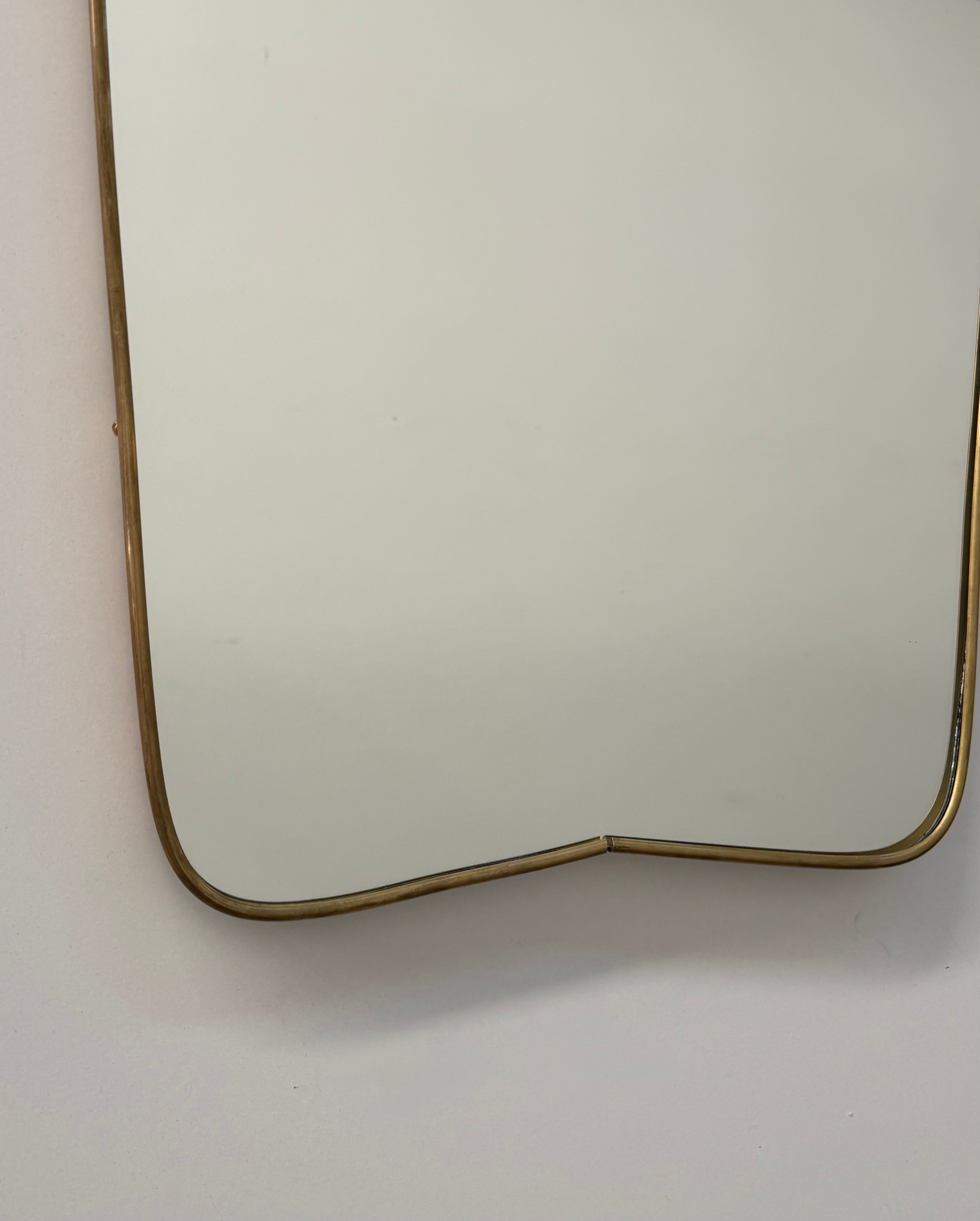 Vintage Italian Brass Shield Mirror