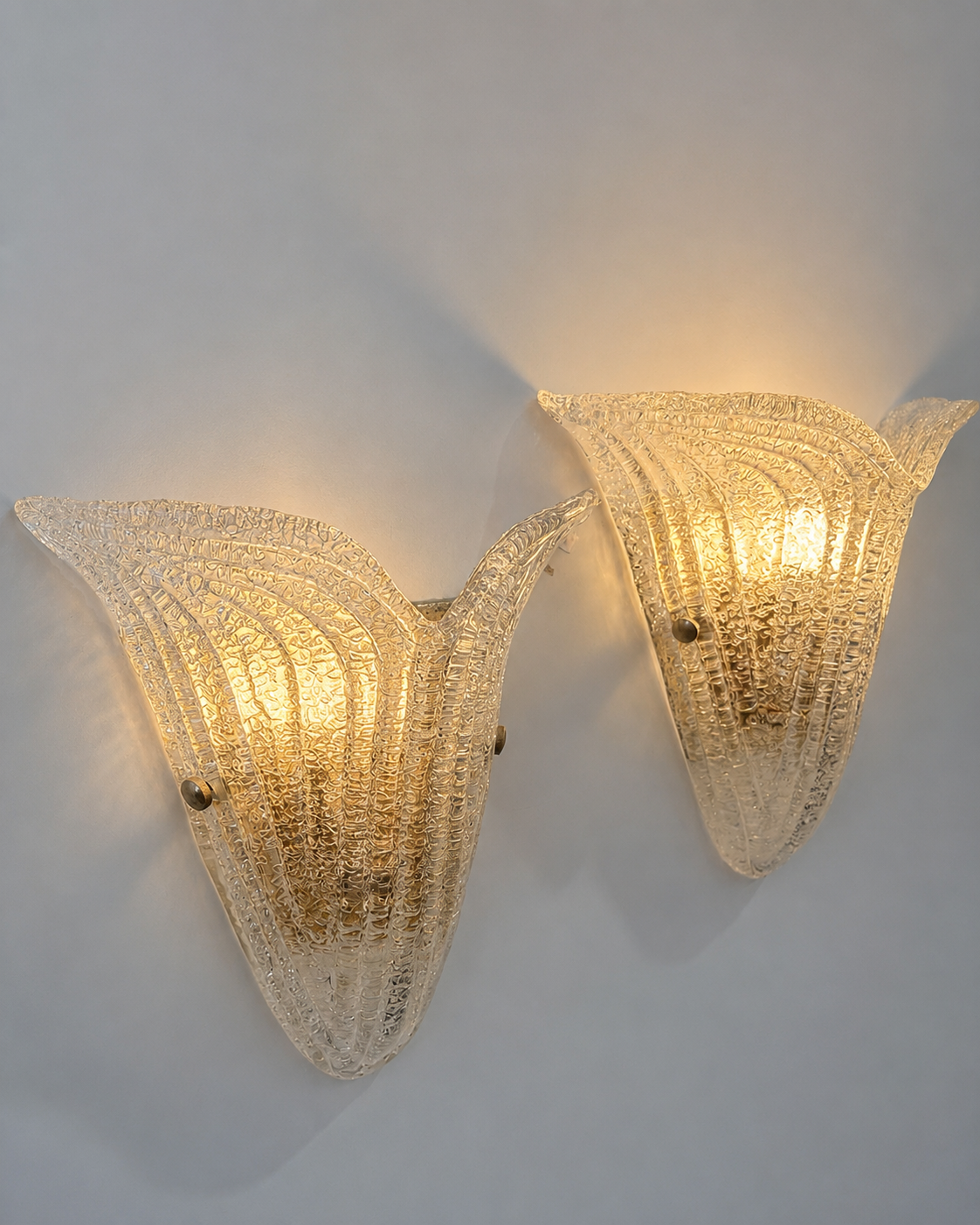 Pair of Vintage Murano Scalloped Wall Lights