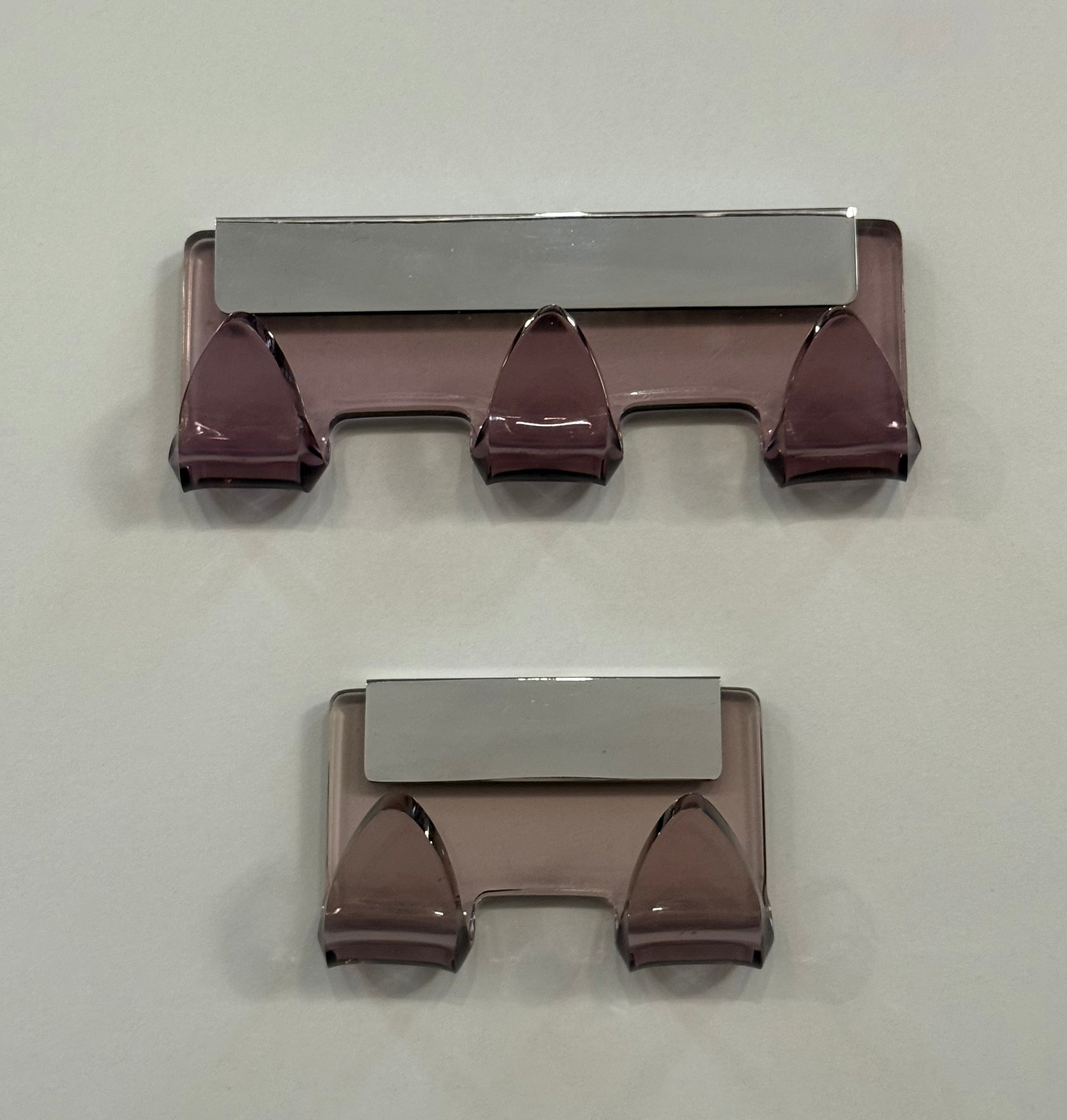 Set of Italian Perspex and Chrome Wall Hooks
