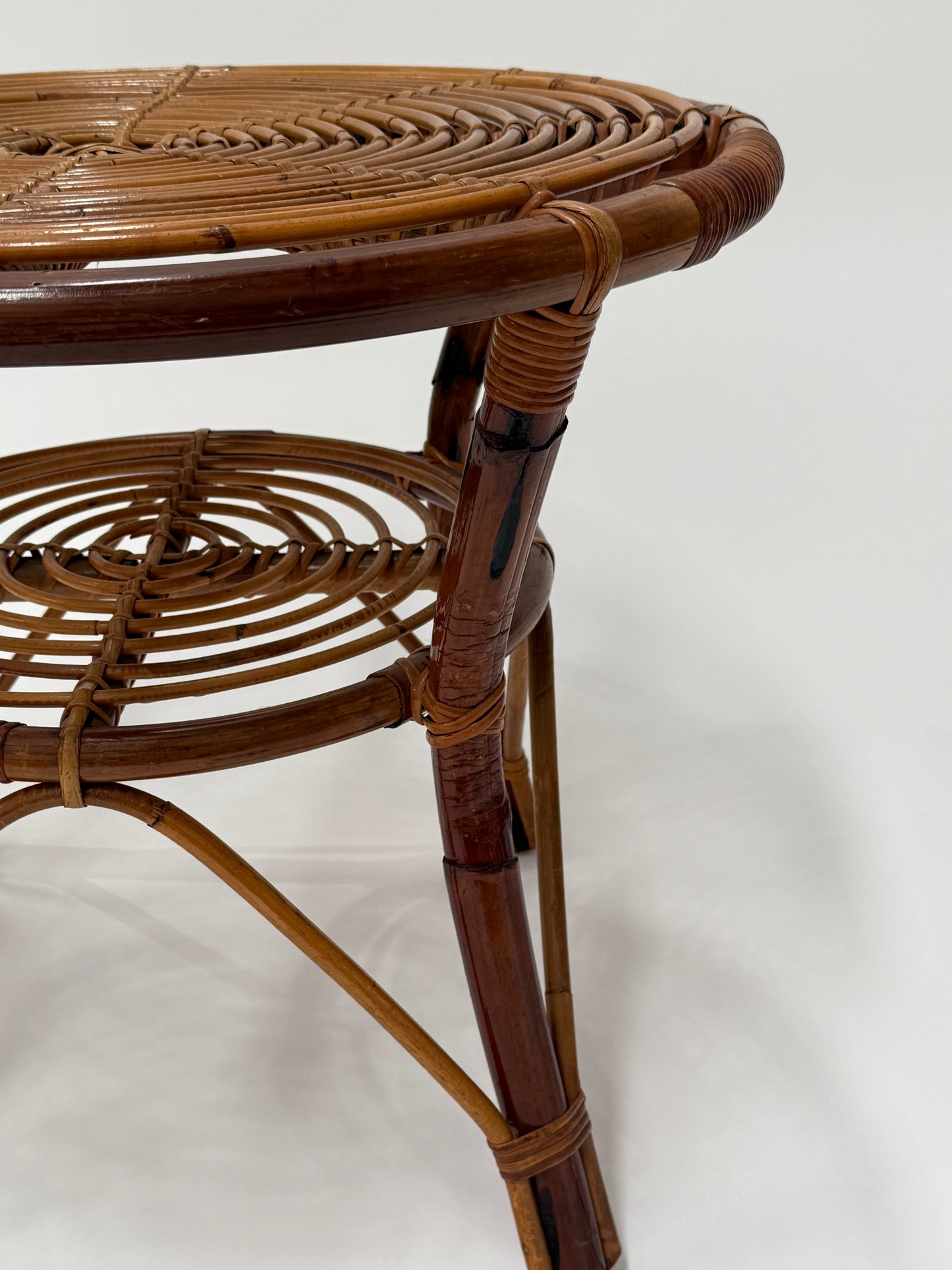 Italian Bamboo Coffee Table by Tito Agnoli