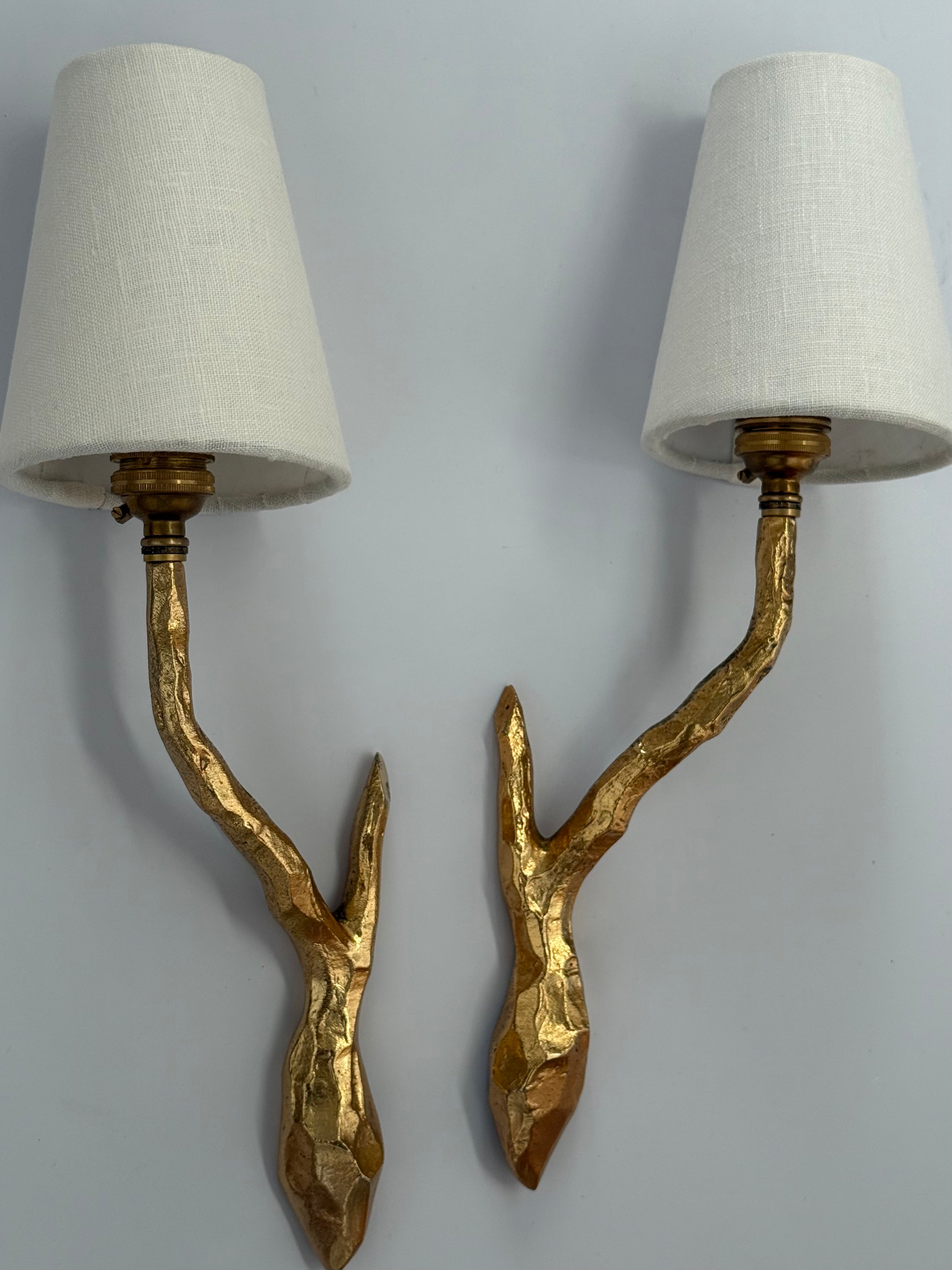 Pair of French Bronze Wall Lights by Maison Arlus