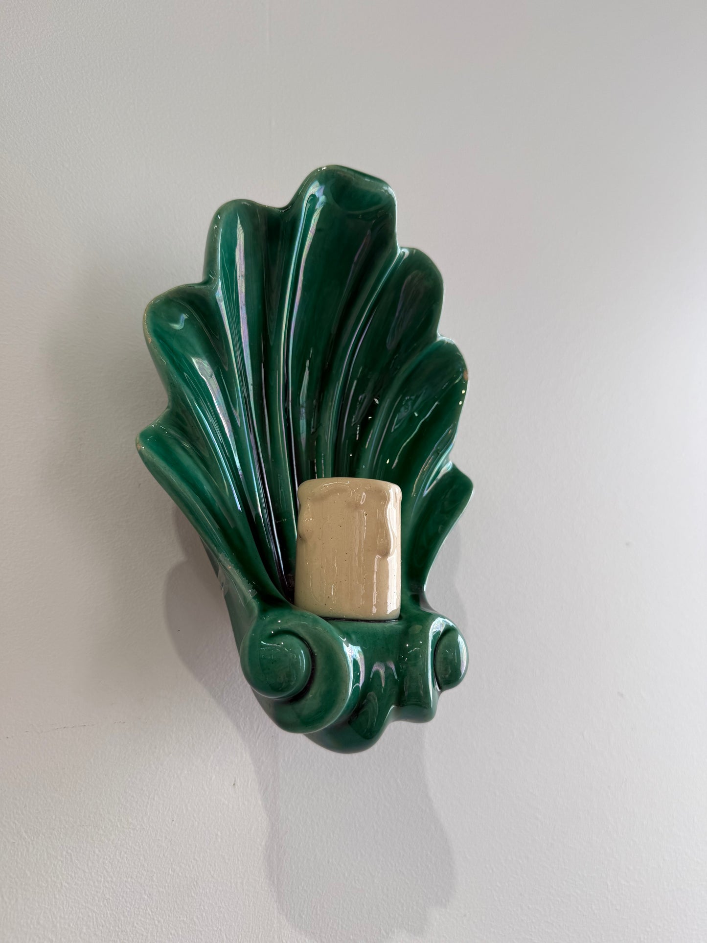 French Ceramic Shell Wall Light - Two Available