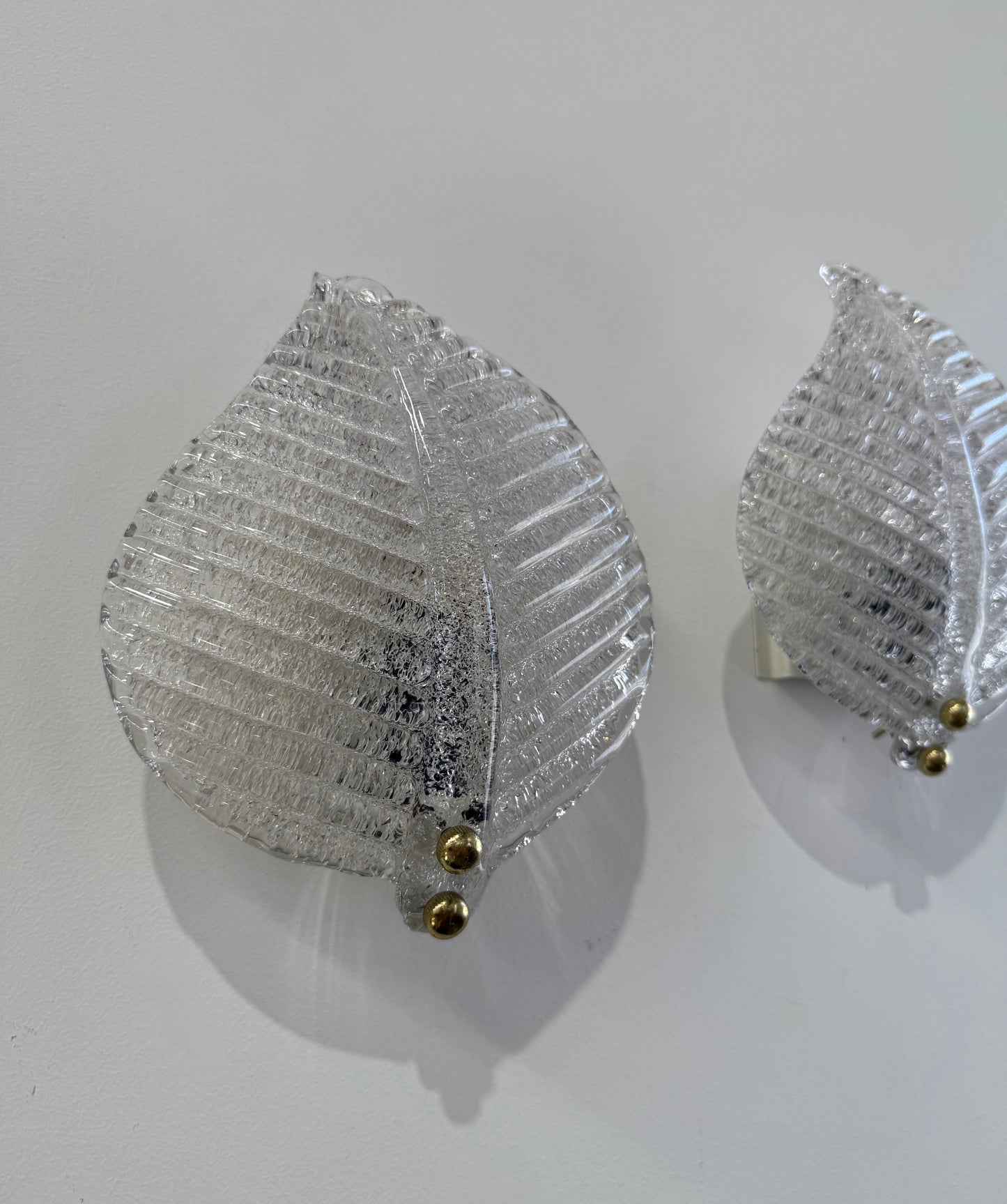 Pair of Murano Glass Foglia Wall Lights