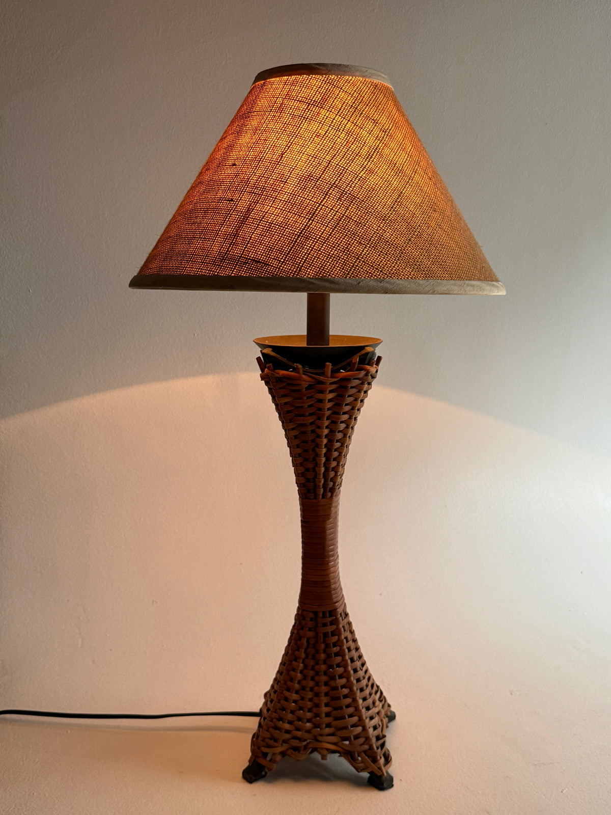 Large Vintage Wicker Lamp