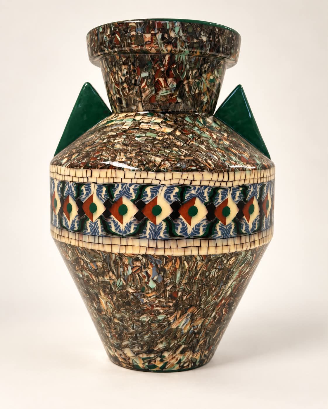 French Ceramic Mosaic Vase by Jean Gerbino, Vallauris