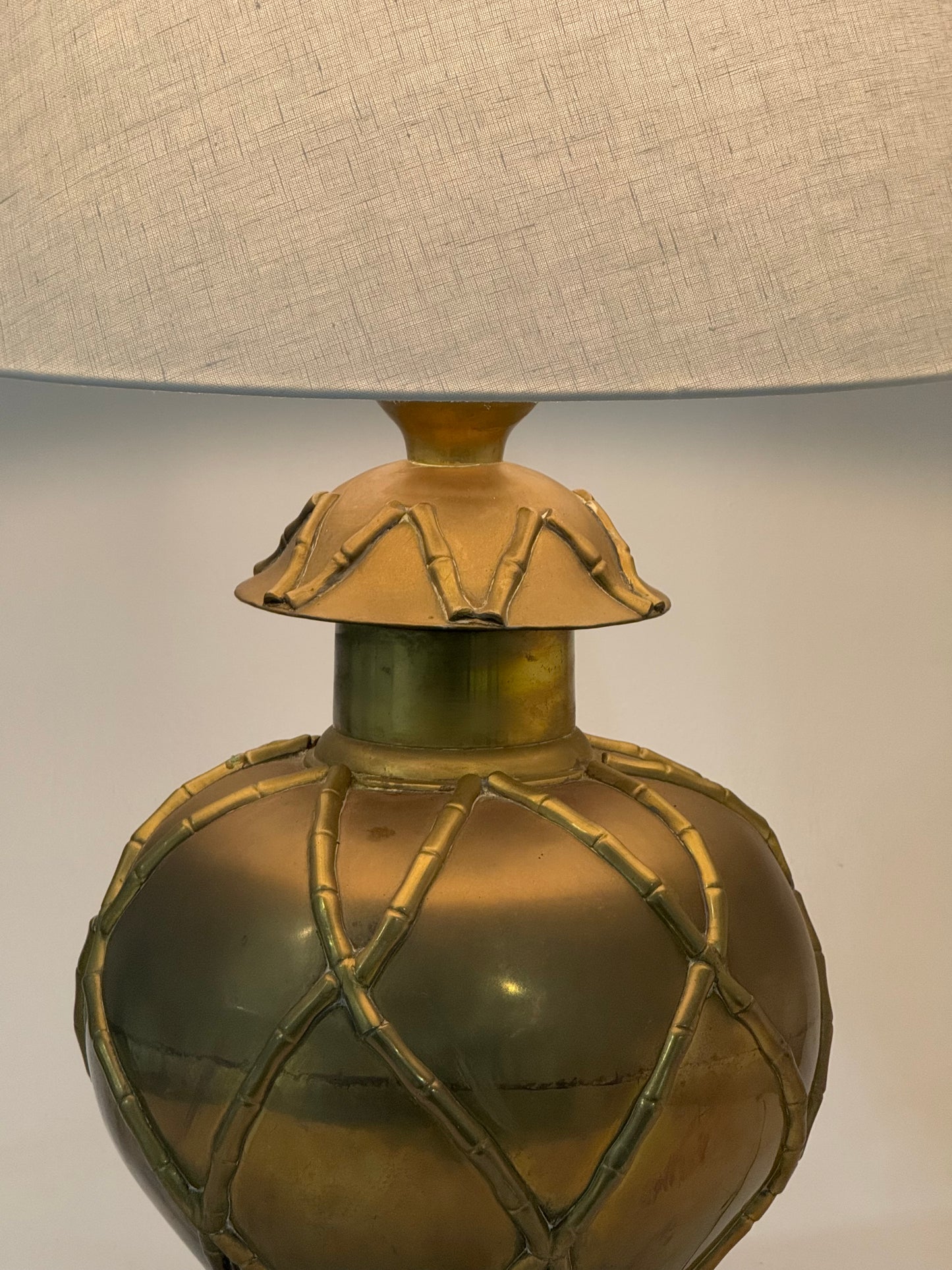 Large Italian Brass Faux Bamboo Lamp
