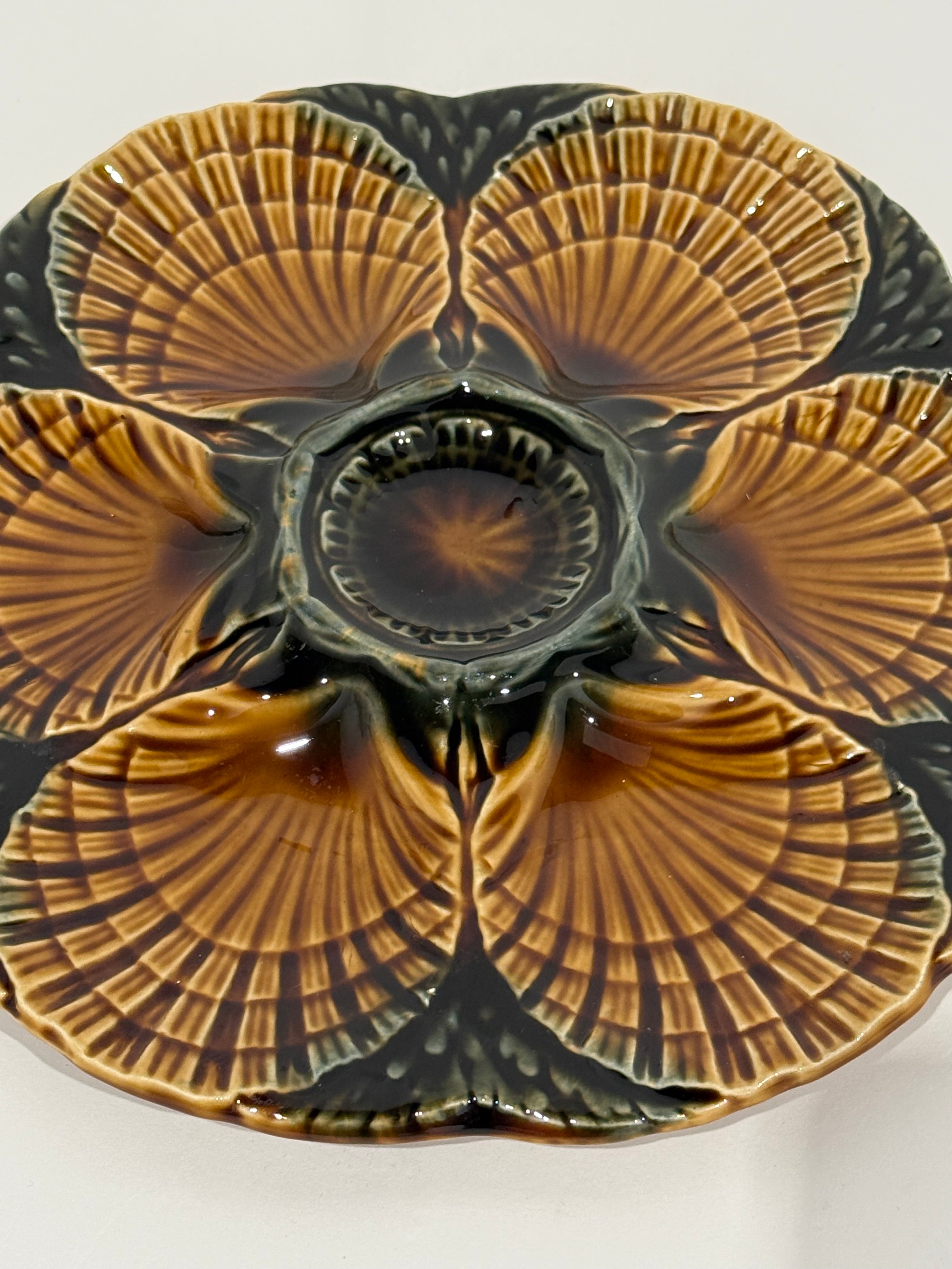 Antique French Ceramic Oyster Plate