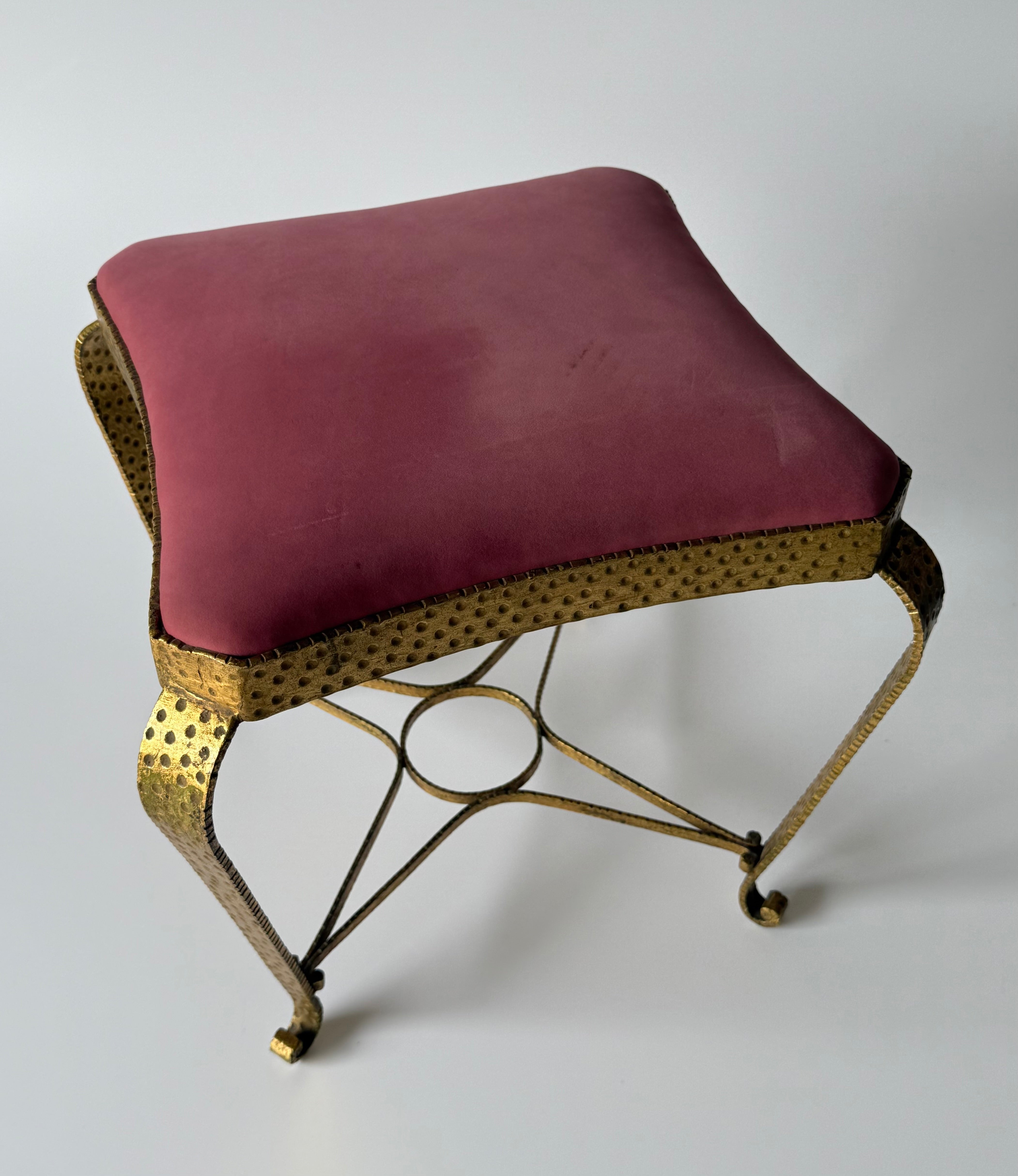 PRE-ORDER: Gilded Iron Stool by Pierluigi Colli - Two Available