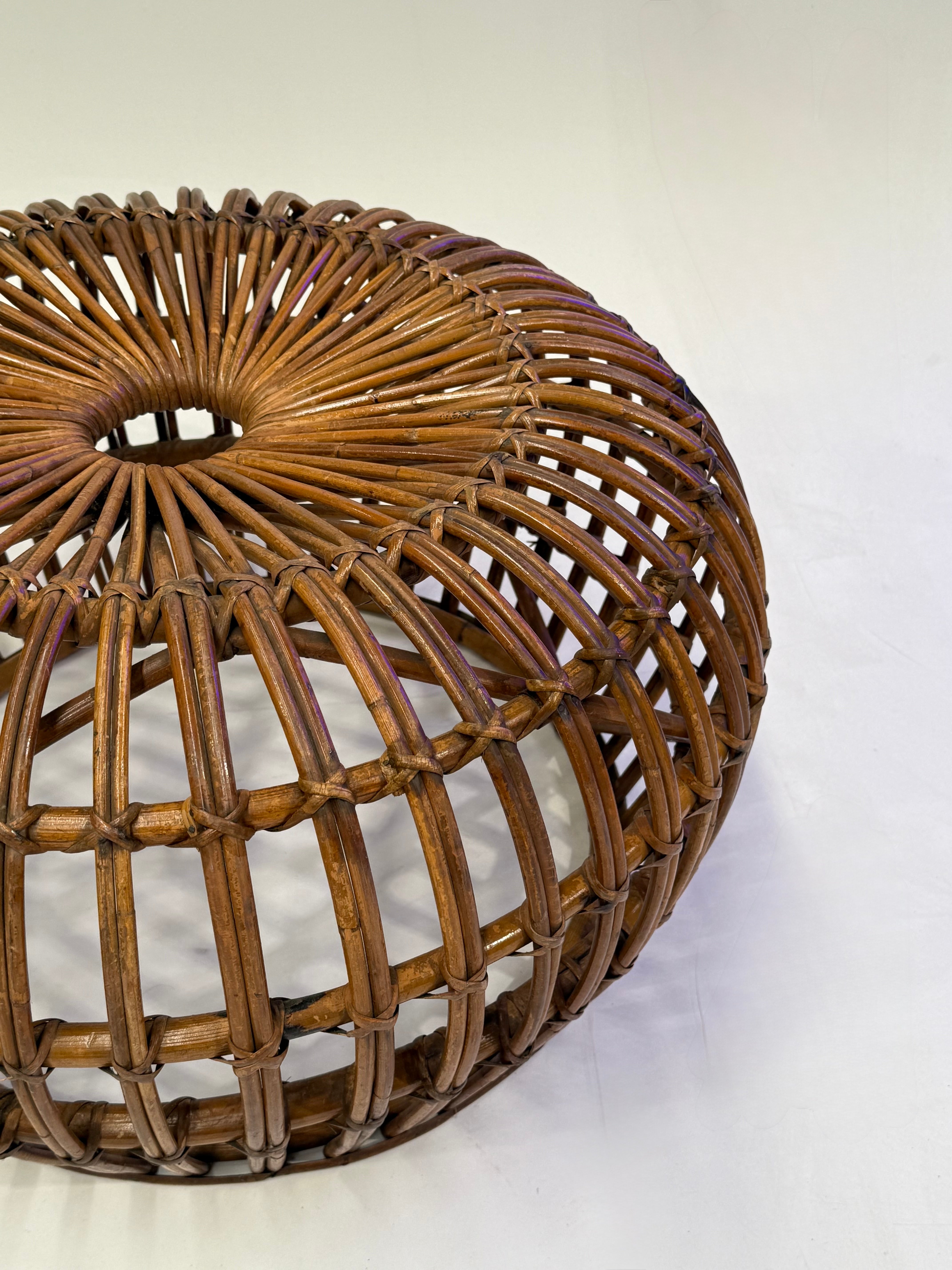 Vintage Italian Bamboo Ottoman by Bonacina - Two Available