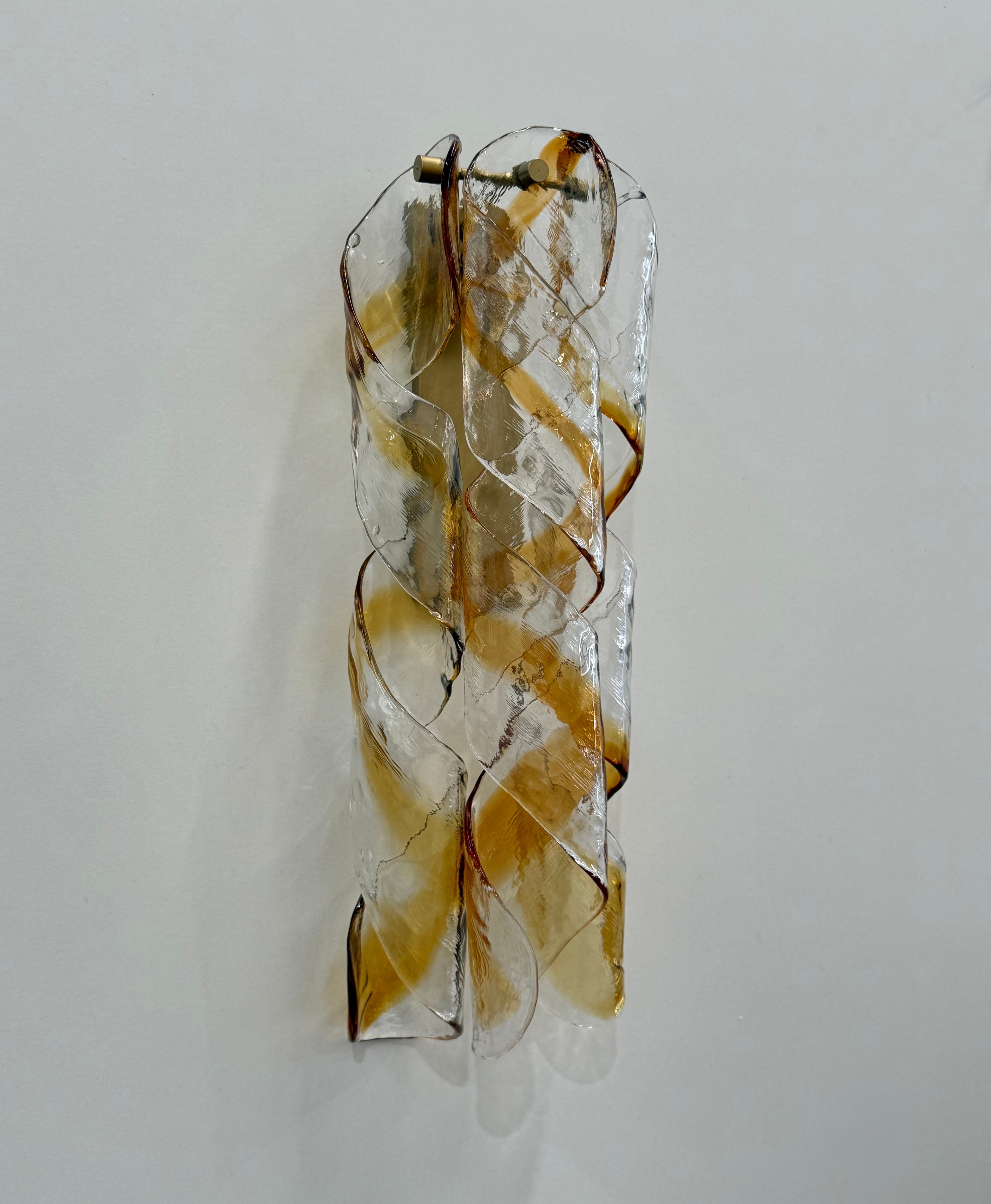 Pair of Murano “Torciglione” Wall Lights by Mazzega
