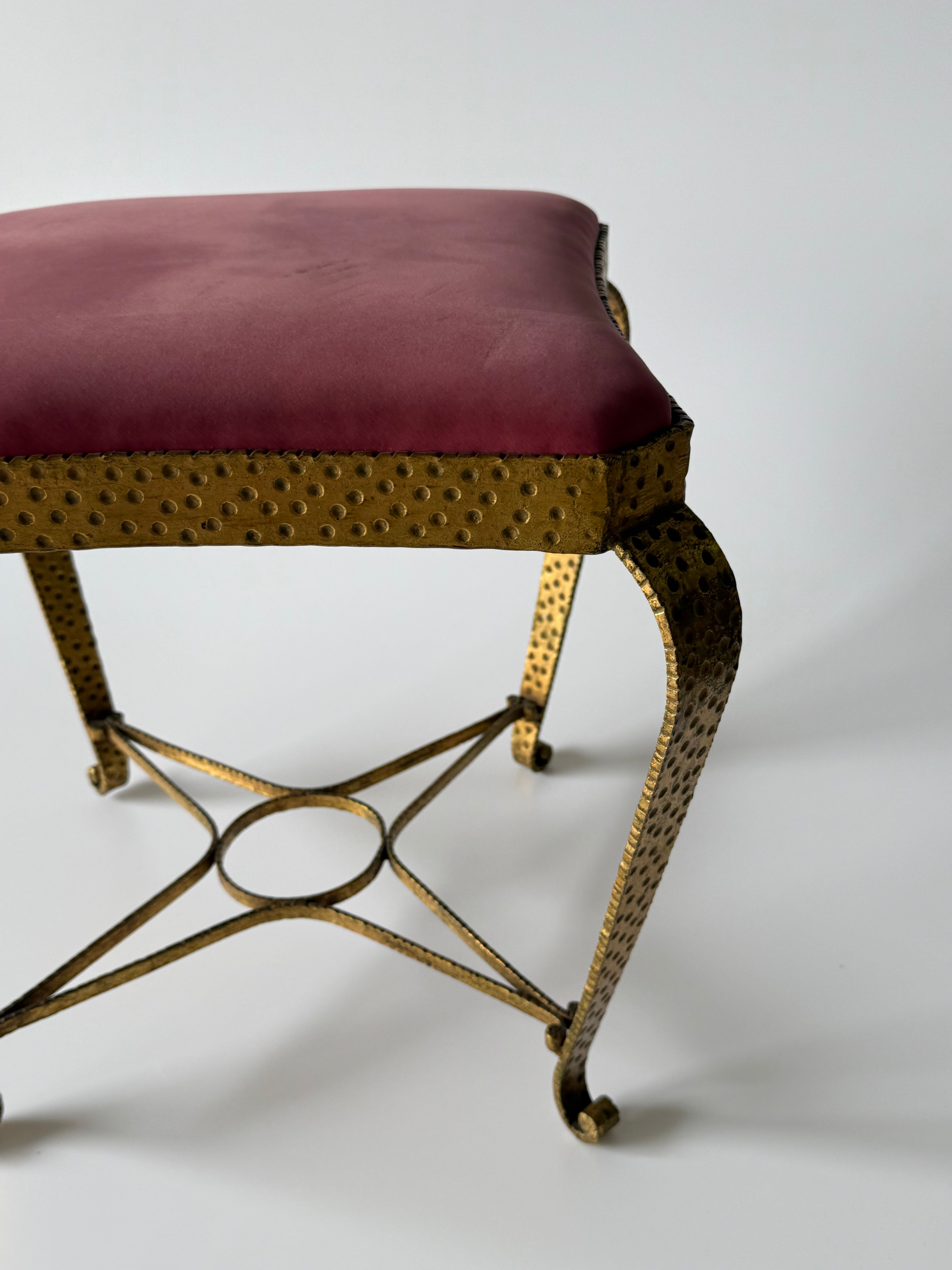 PRE-ORDER: Gilded Iron Stool by Pierluigi Colli - Two Available