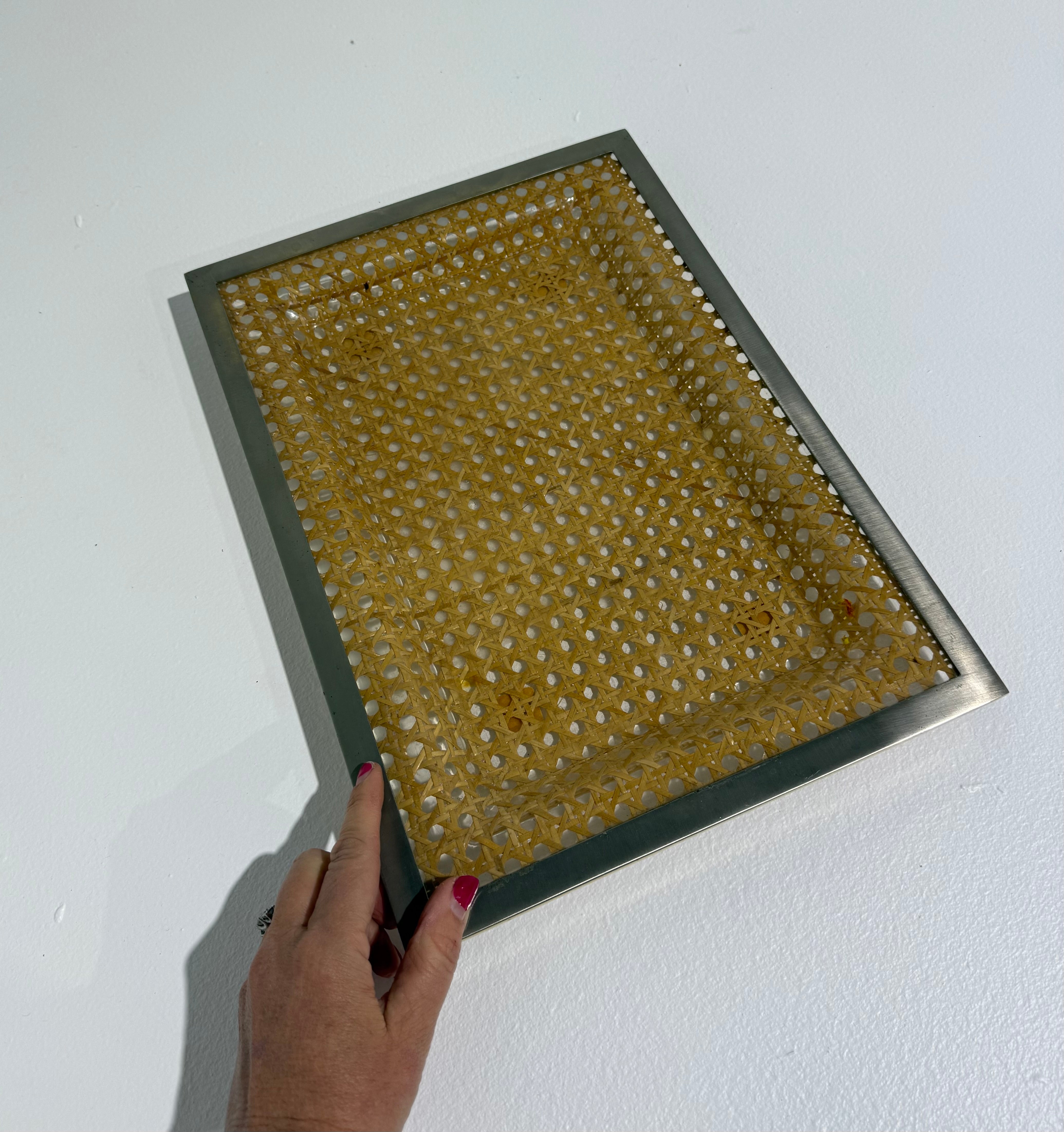 Italian Perspex & Rattan Tray