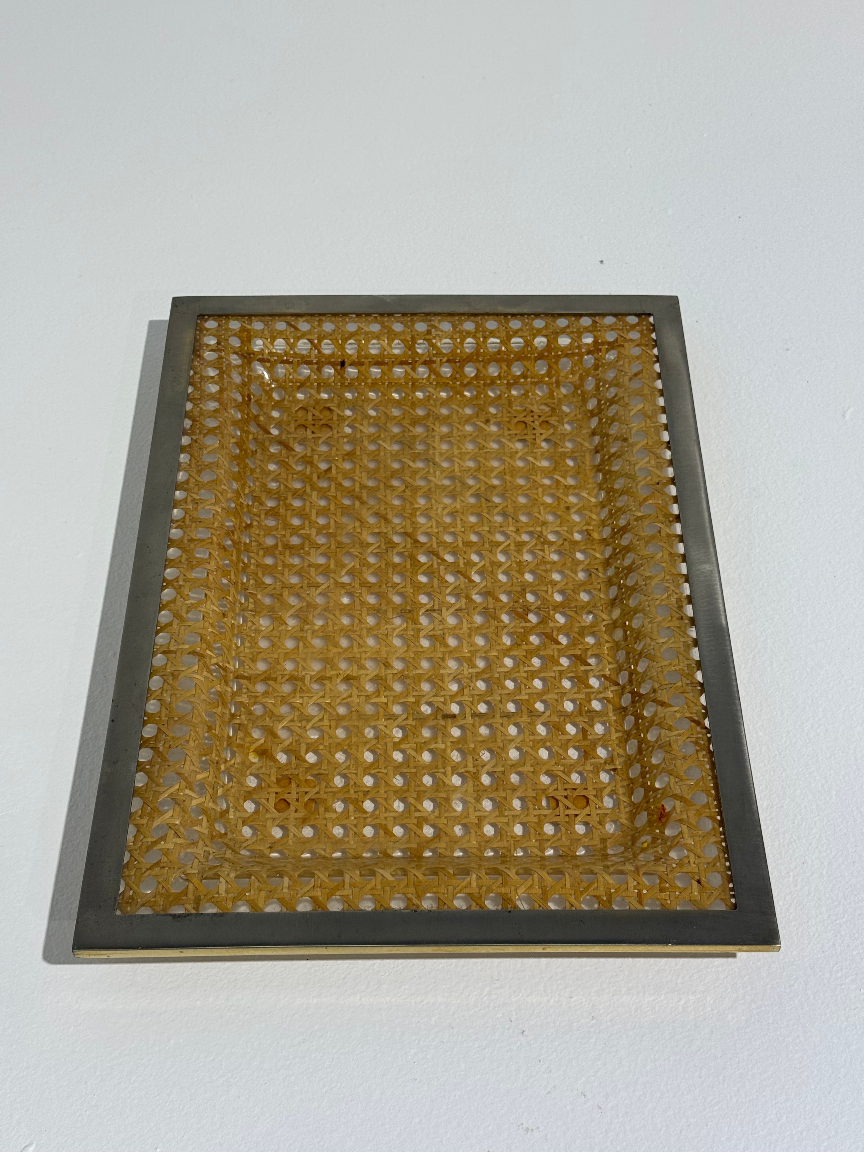 Italian Perspex & Rattan Tray