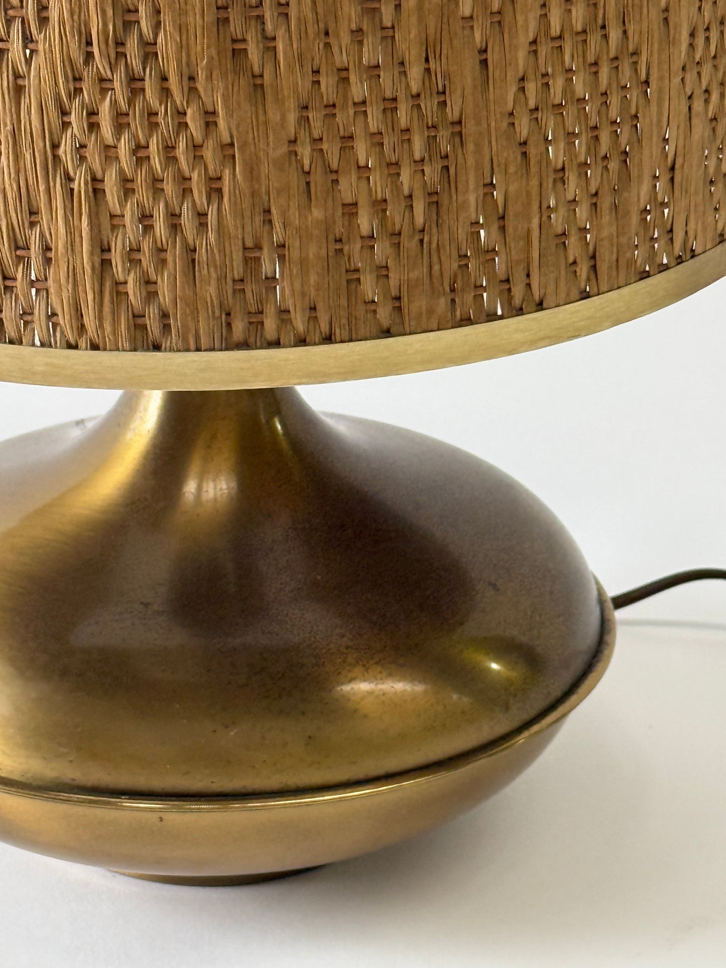 Vintage Italian Brass and Rattan Lamp