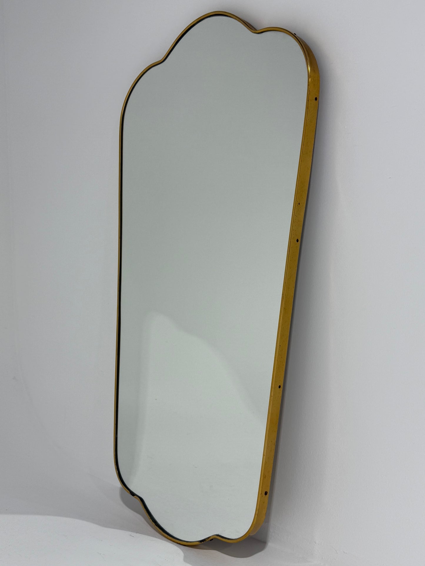Large Vintage Italian Curved Brass Mirror