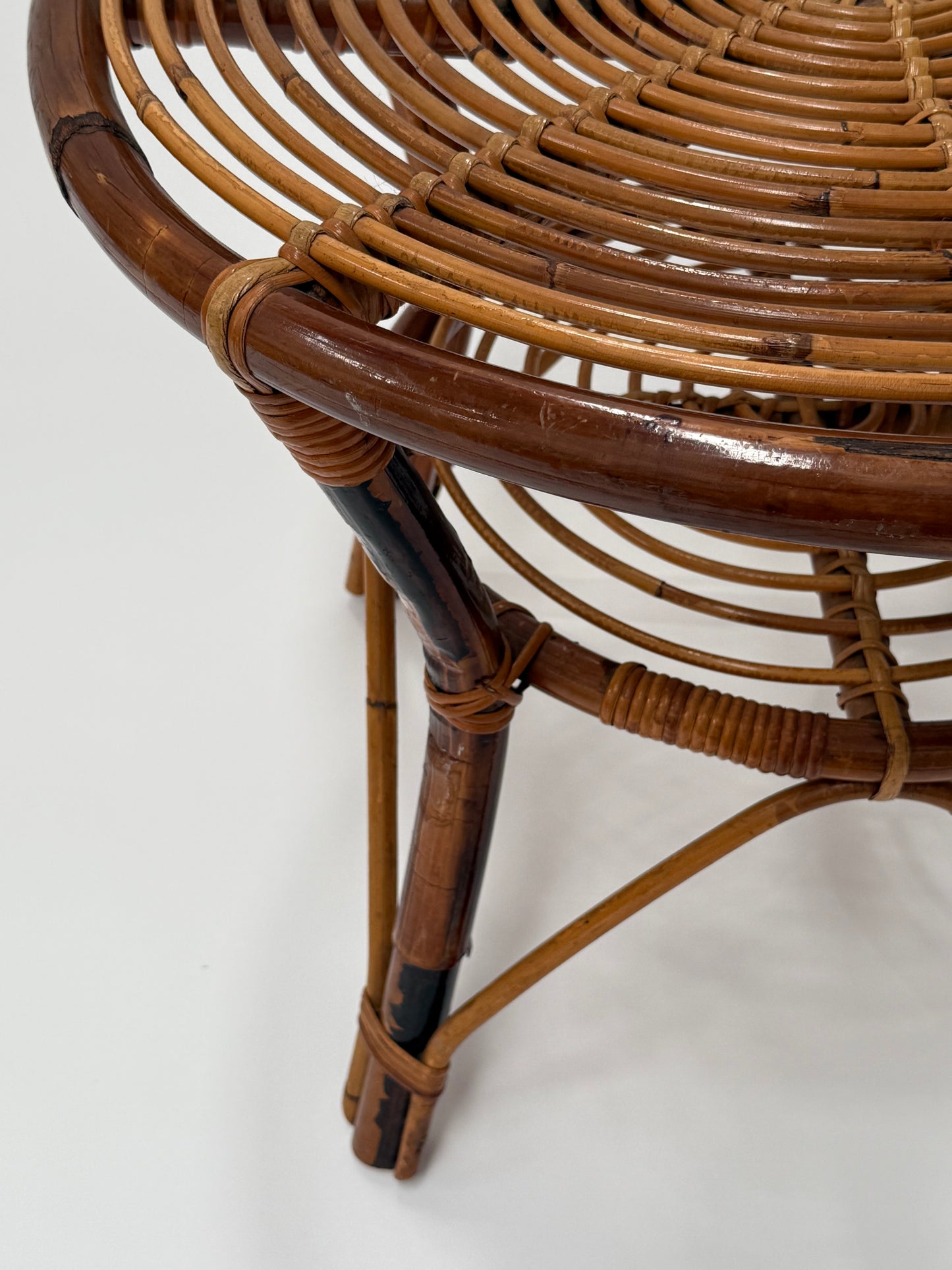 Italian Bamboo Coffee Table by Tito Agnoli