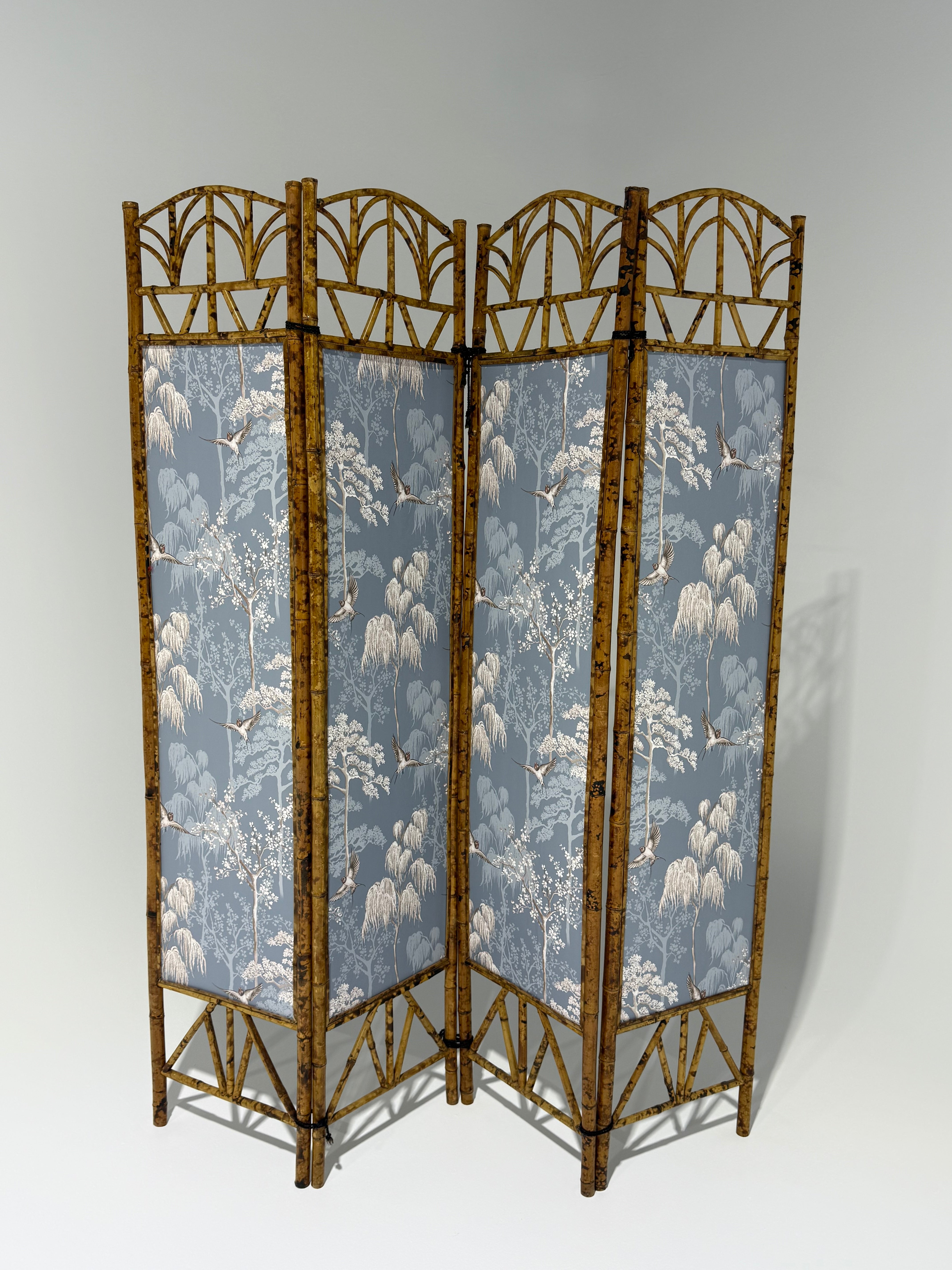 Vintage Bamboo Folding Screen