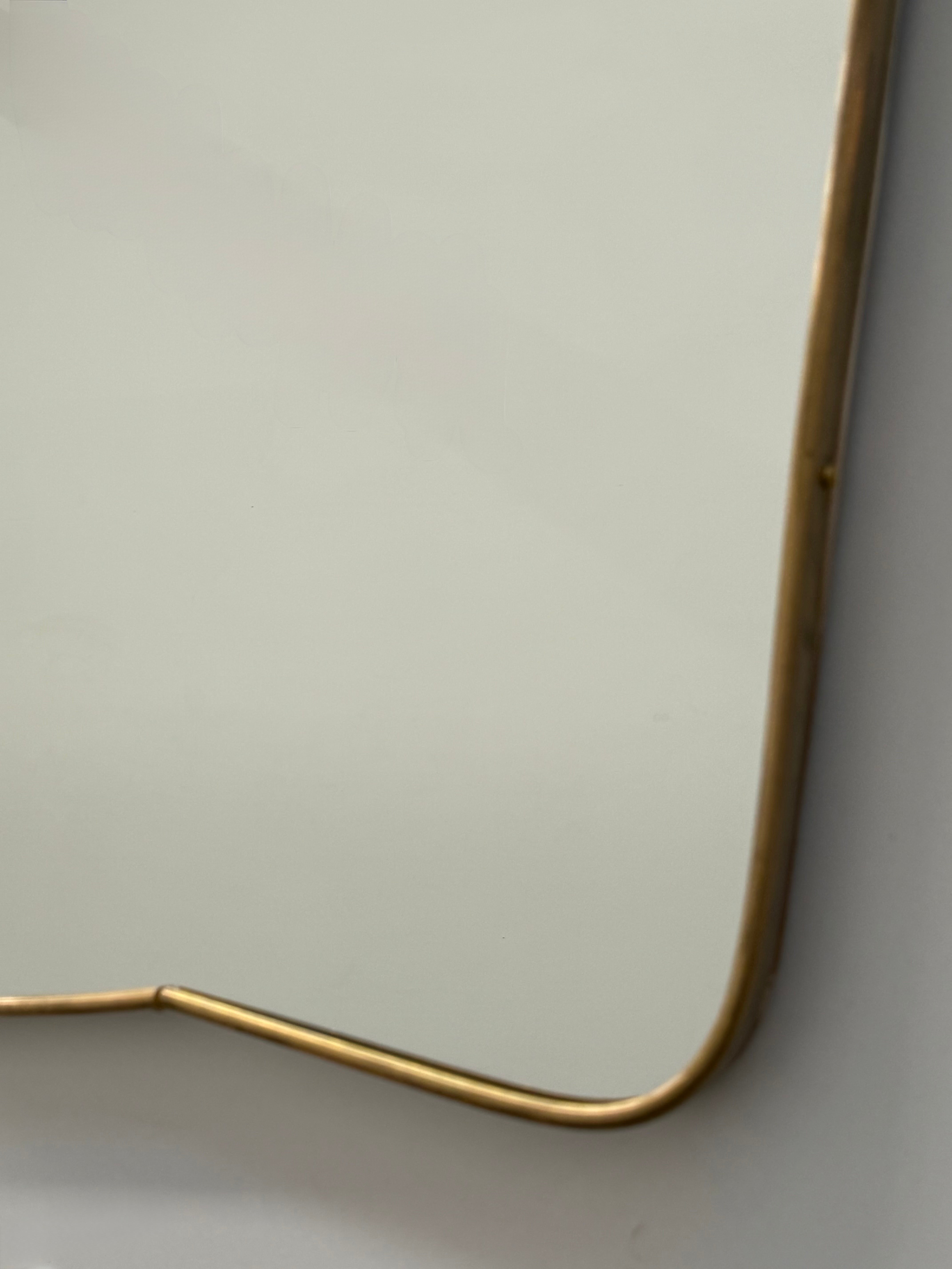 Vintage Italian Brass Shield Mirror