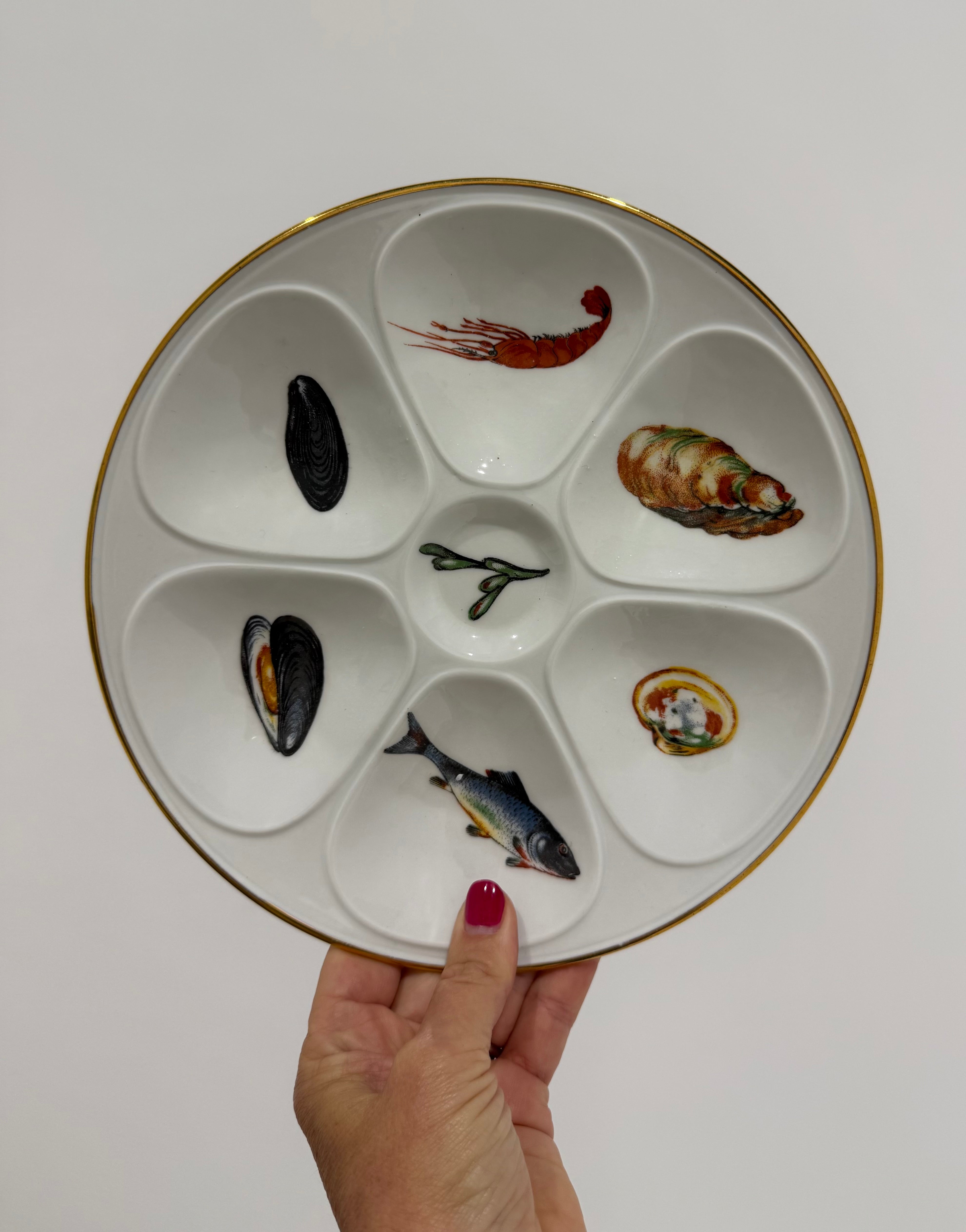 Vintage French Porcelain Oyster Plates