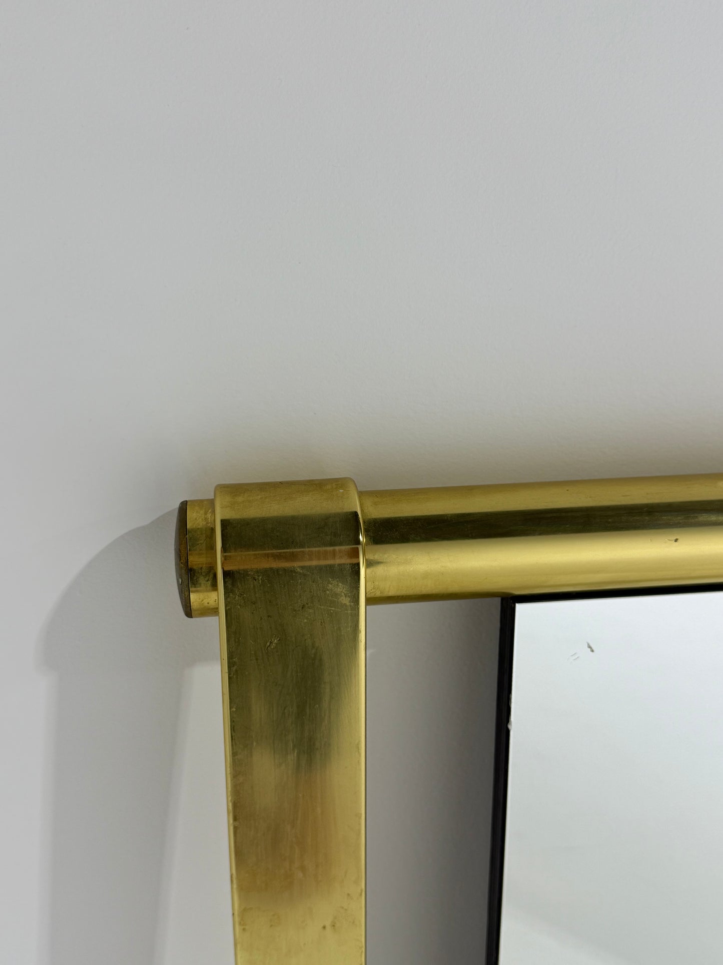 1970’s Italian Brass and Mirror by Luciano Frigerio