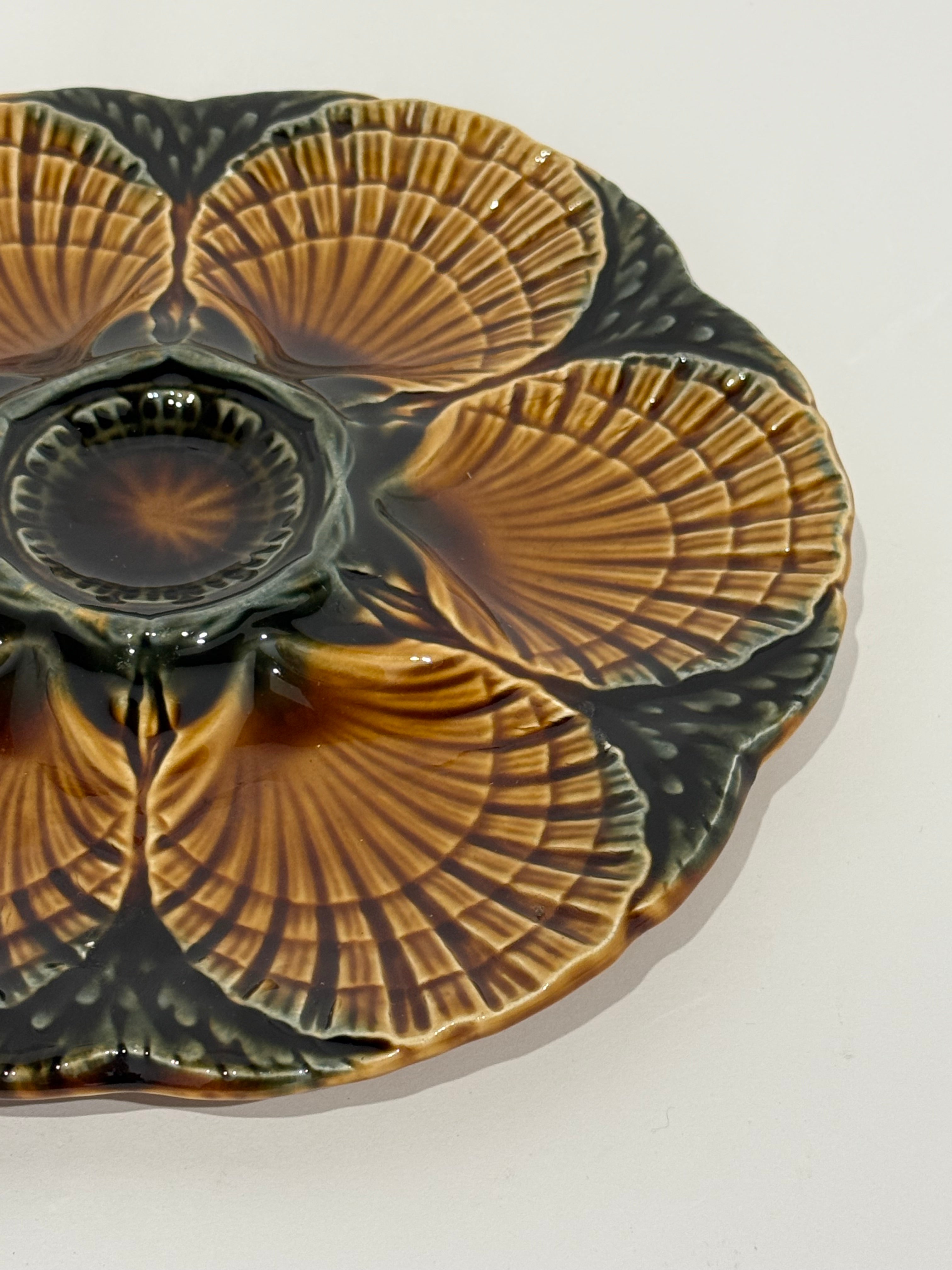Antique French Ceramic Oyster Plate