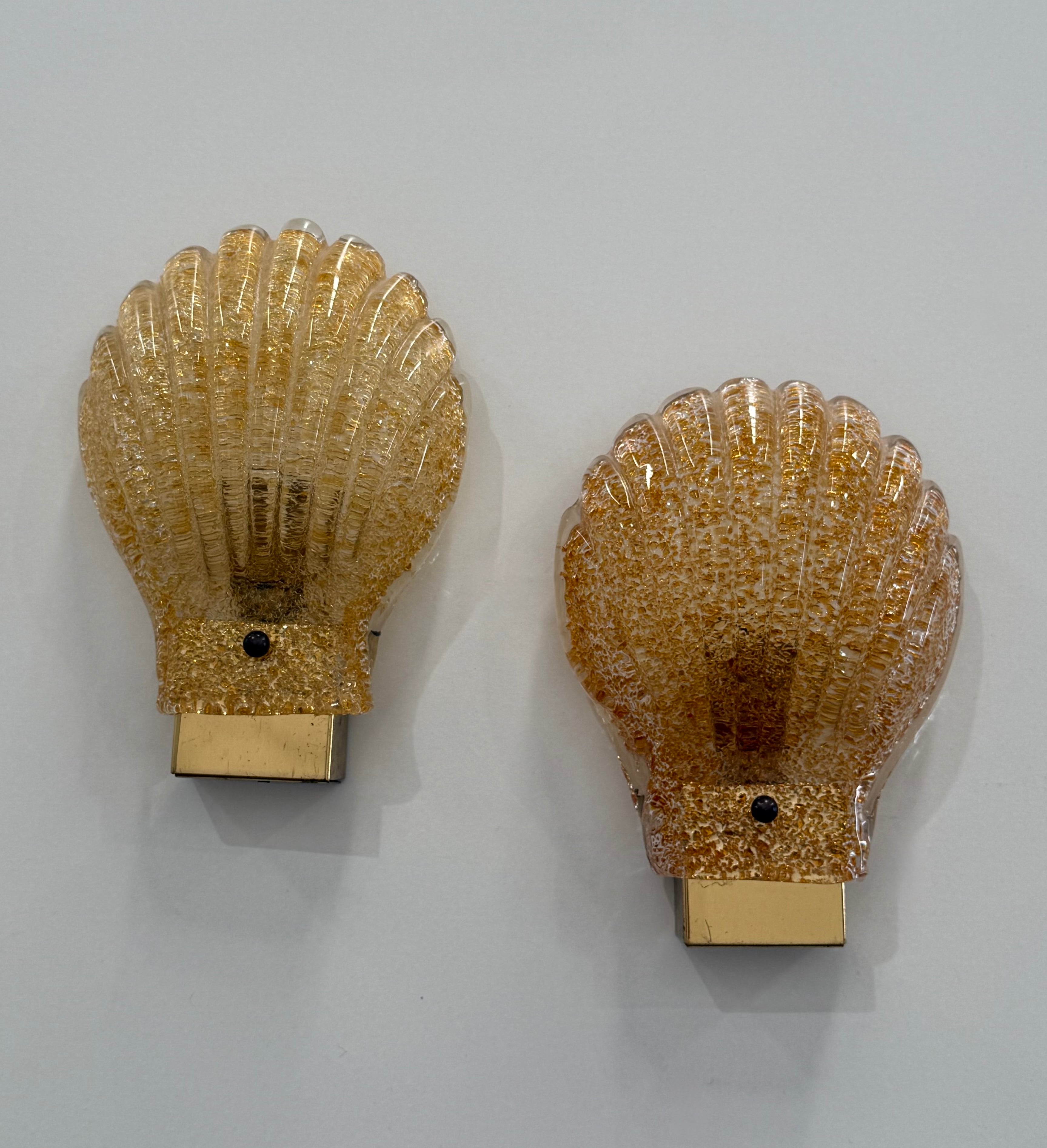 Murano Glass Shell Wall Light - Two Available