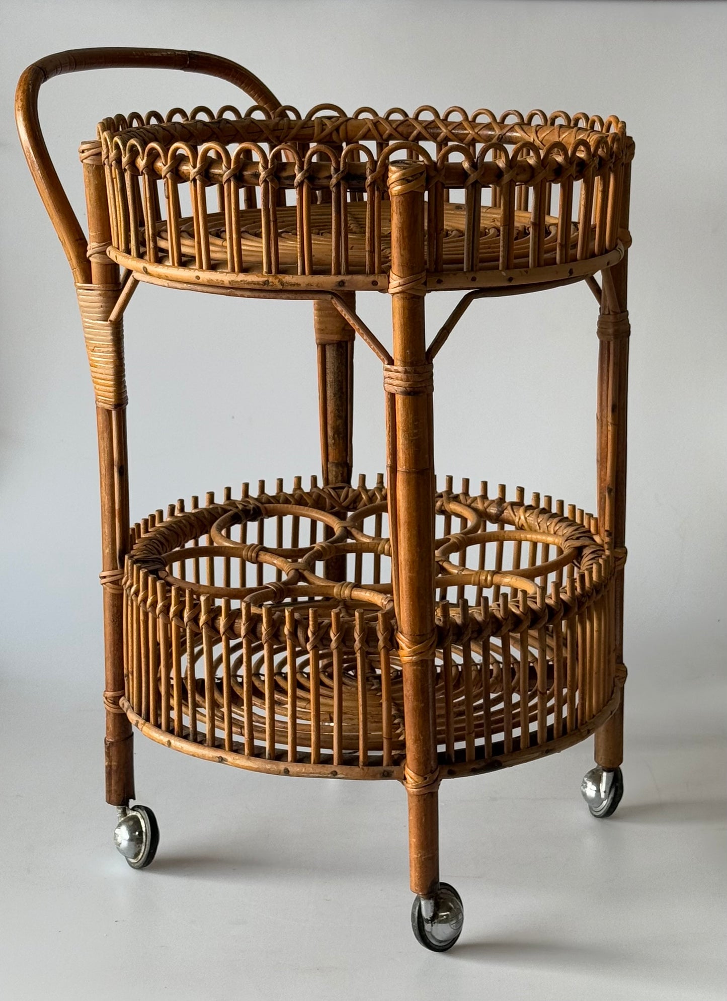 Italian 1960’s Bamboo Bar Trolley by Bonacina