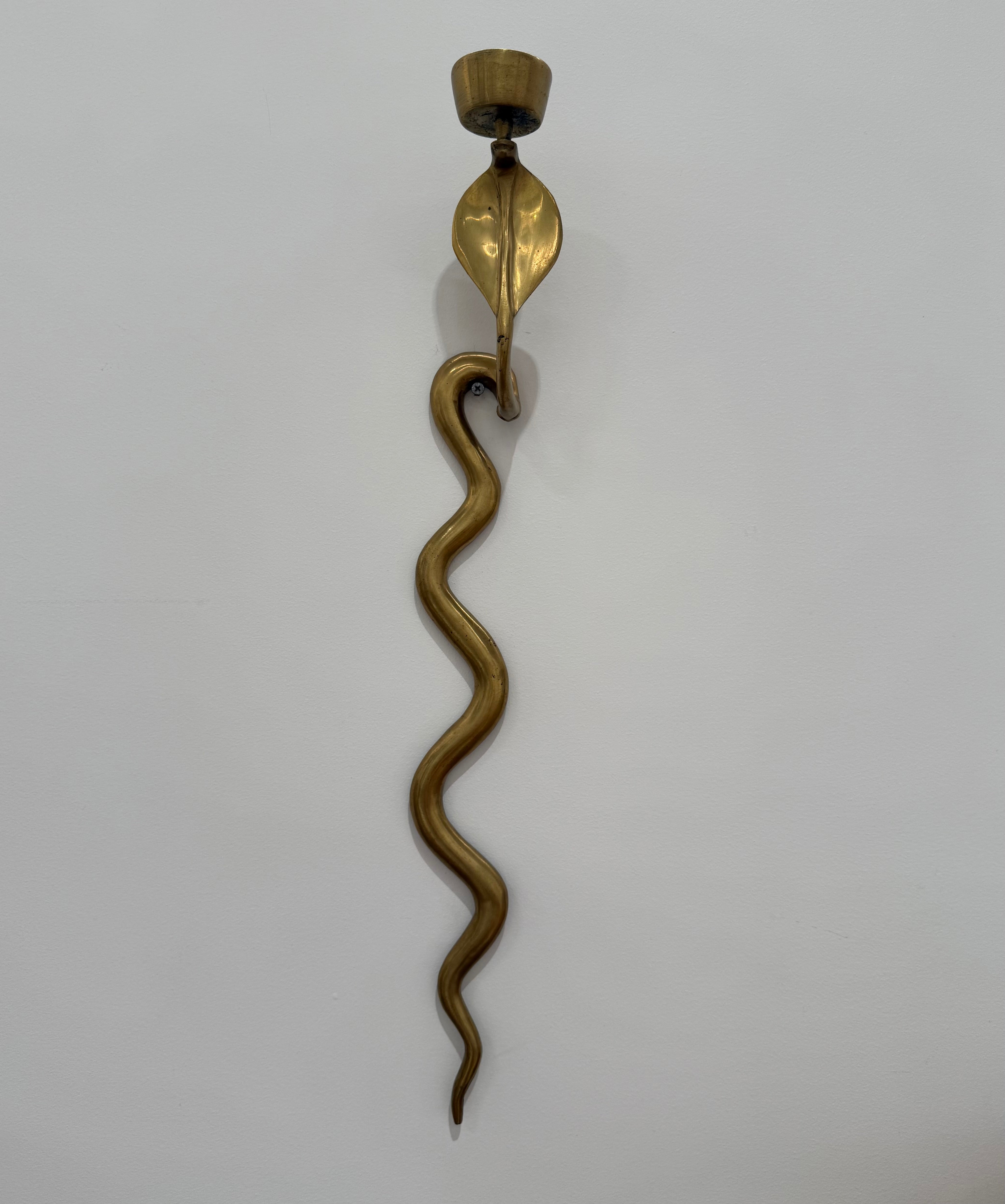 1960’s French Brass Cobra Candle Wall Light - Two Available