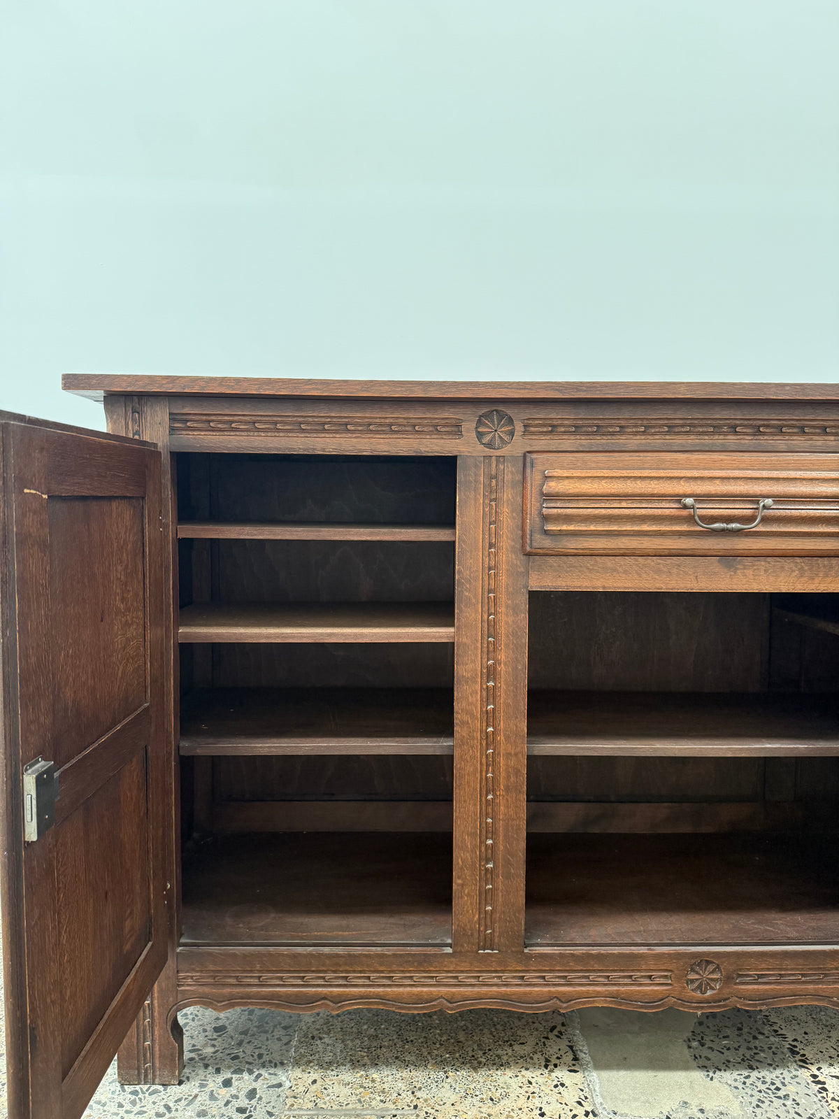 Vintage French Oak Sideobard by Charles Dudouyt