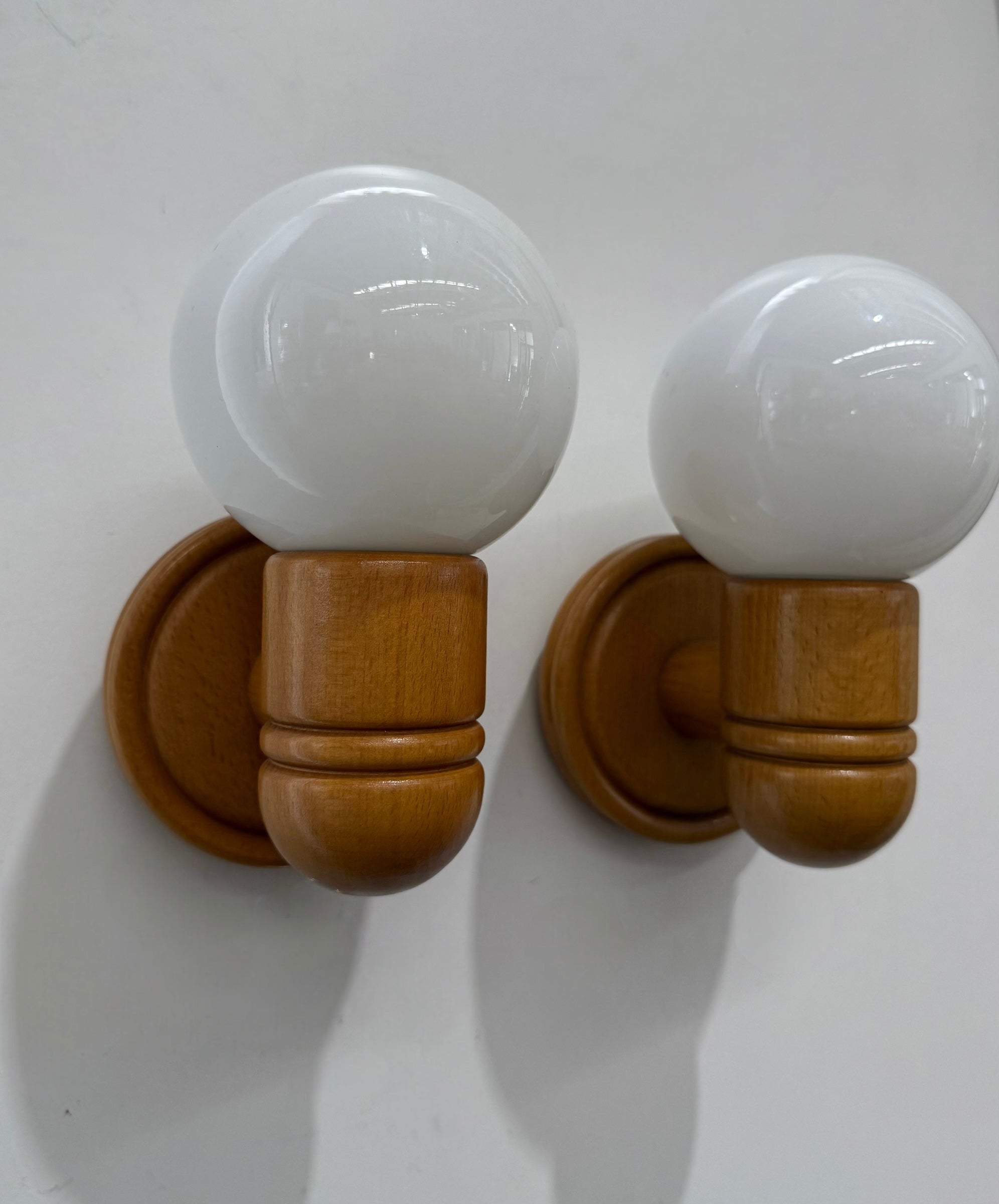 Pair of Scandinavian Pine Wall Lights