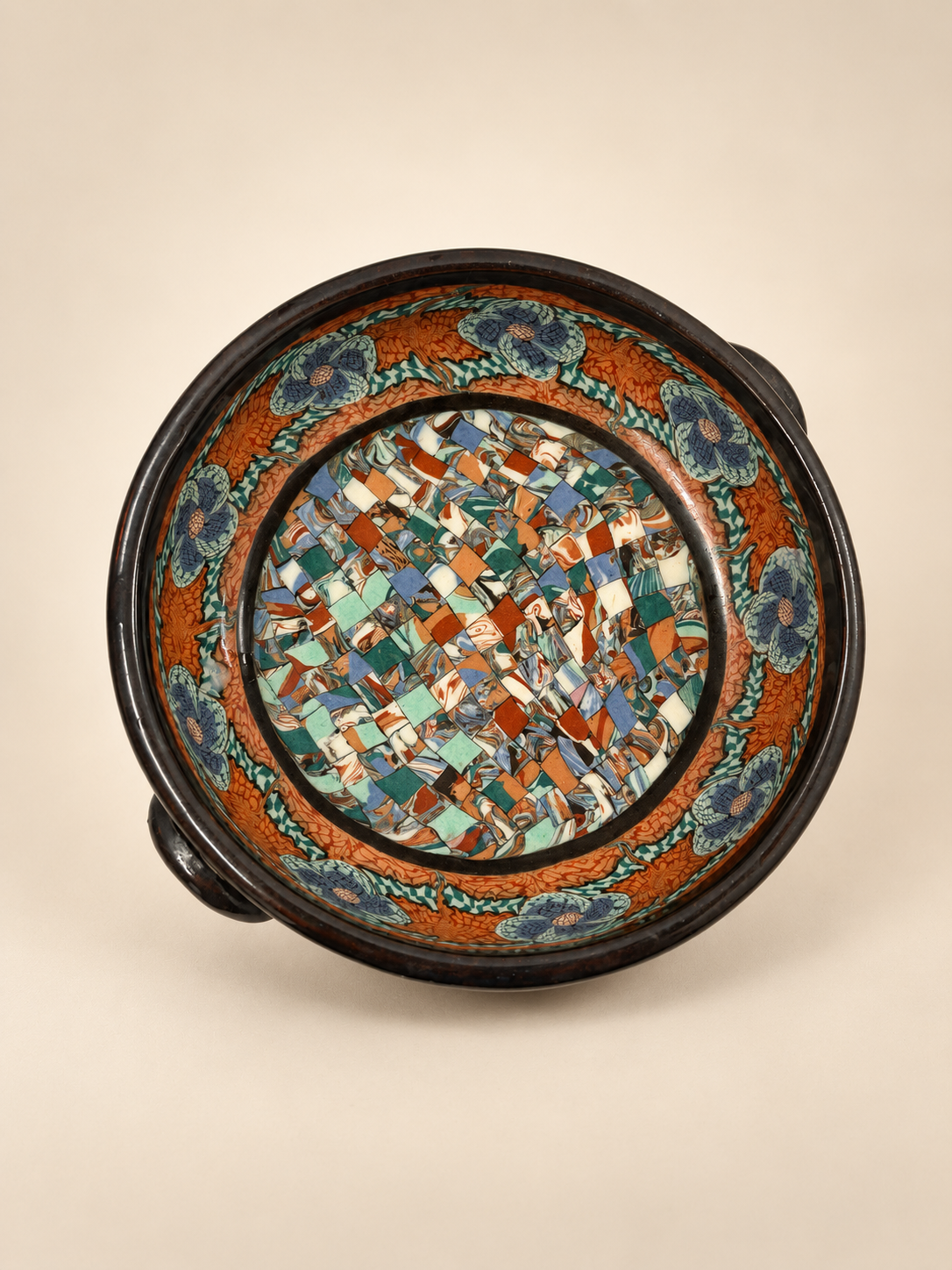 French Mosaic Ceramic Bowl by Jean Gerbino