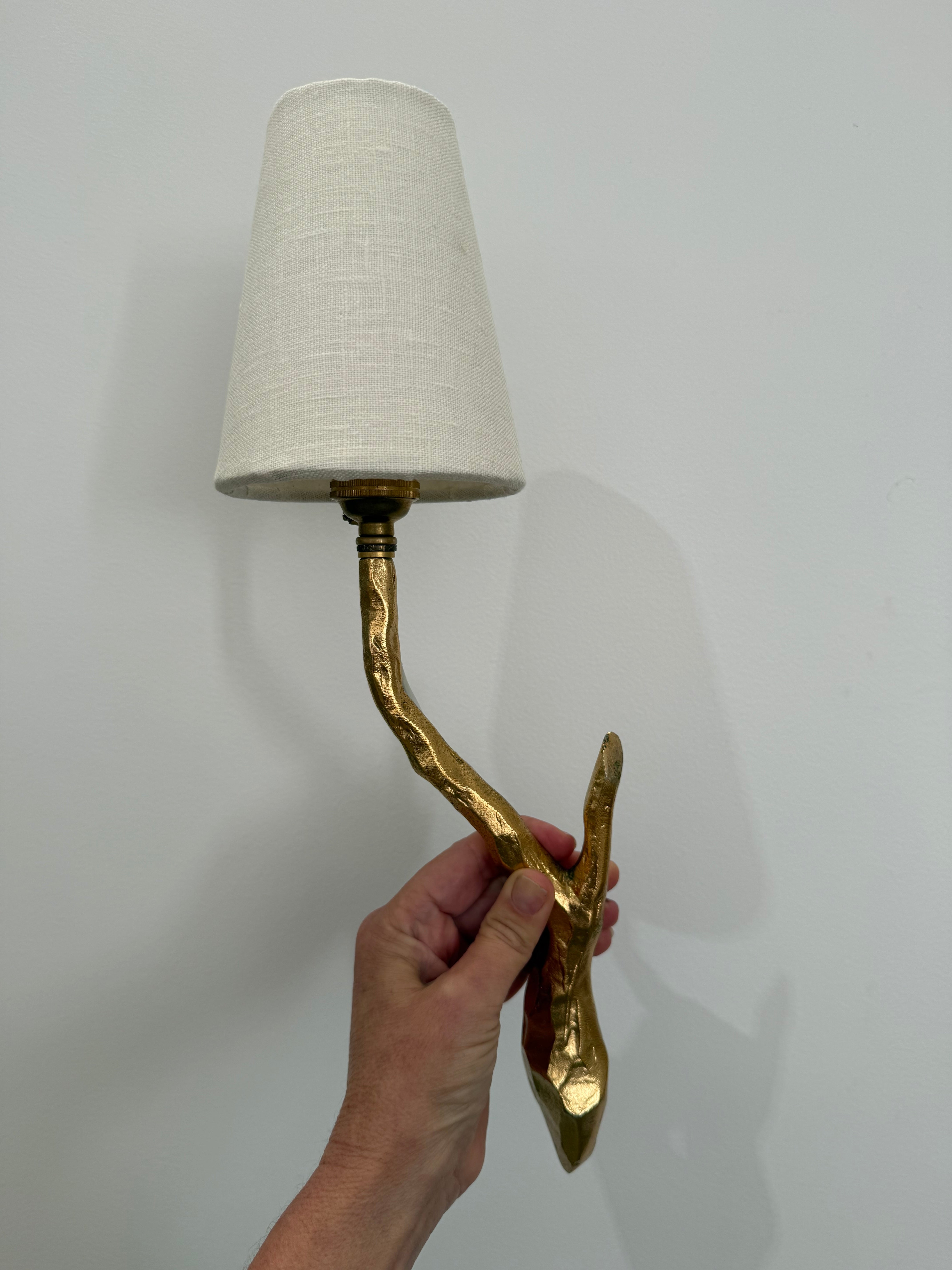 Pair of French Bronze Wall Lights by Maison Arlus