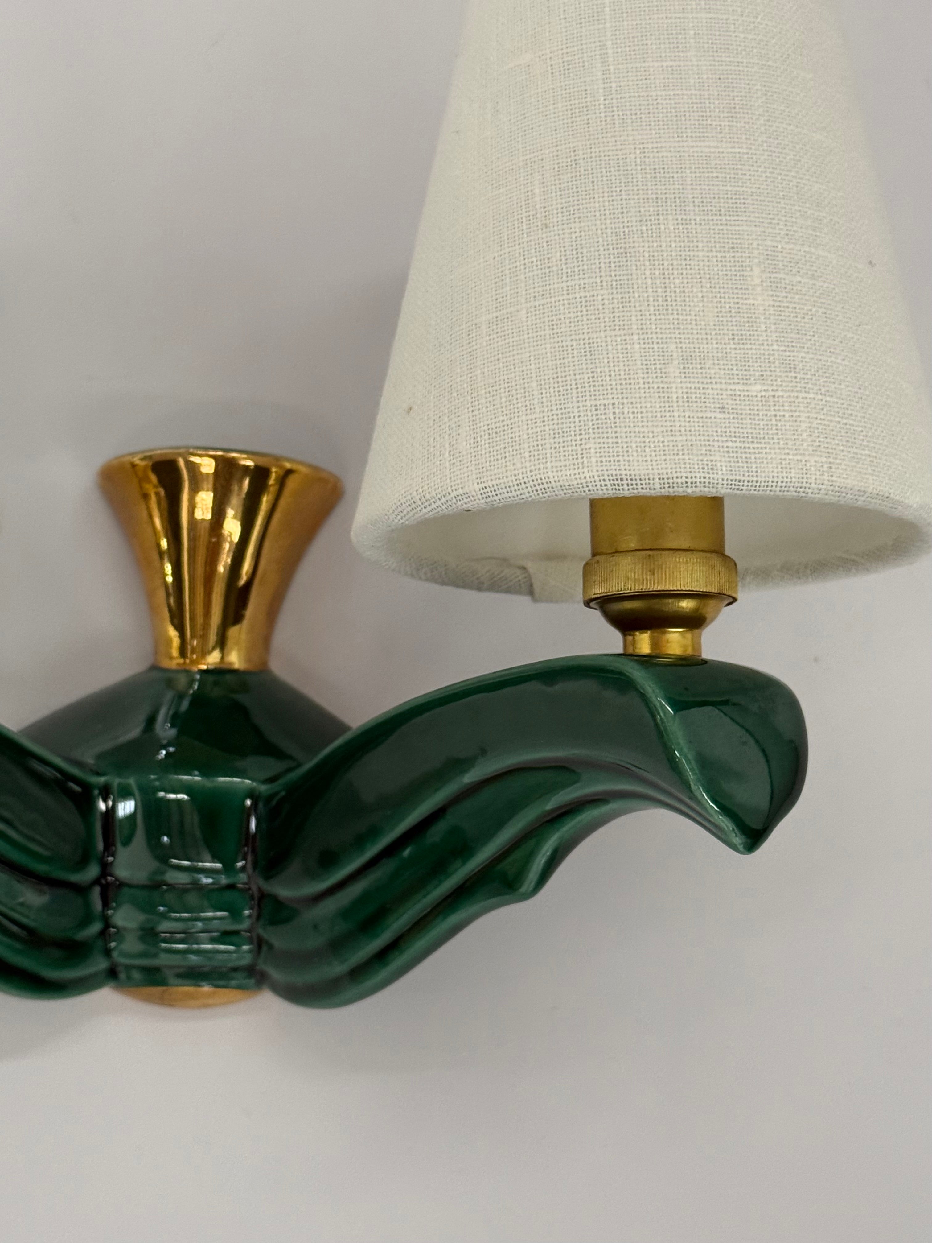 Pair of 1950’s French Ceramic Wall Lights