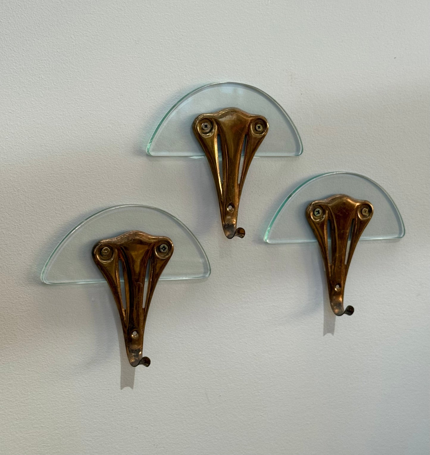 Italian Brass and Glass Coat Hook - One Available