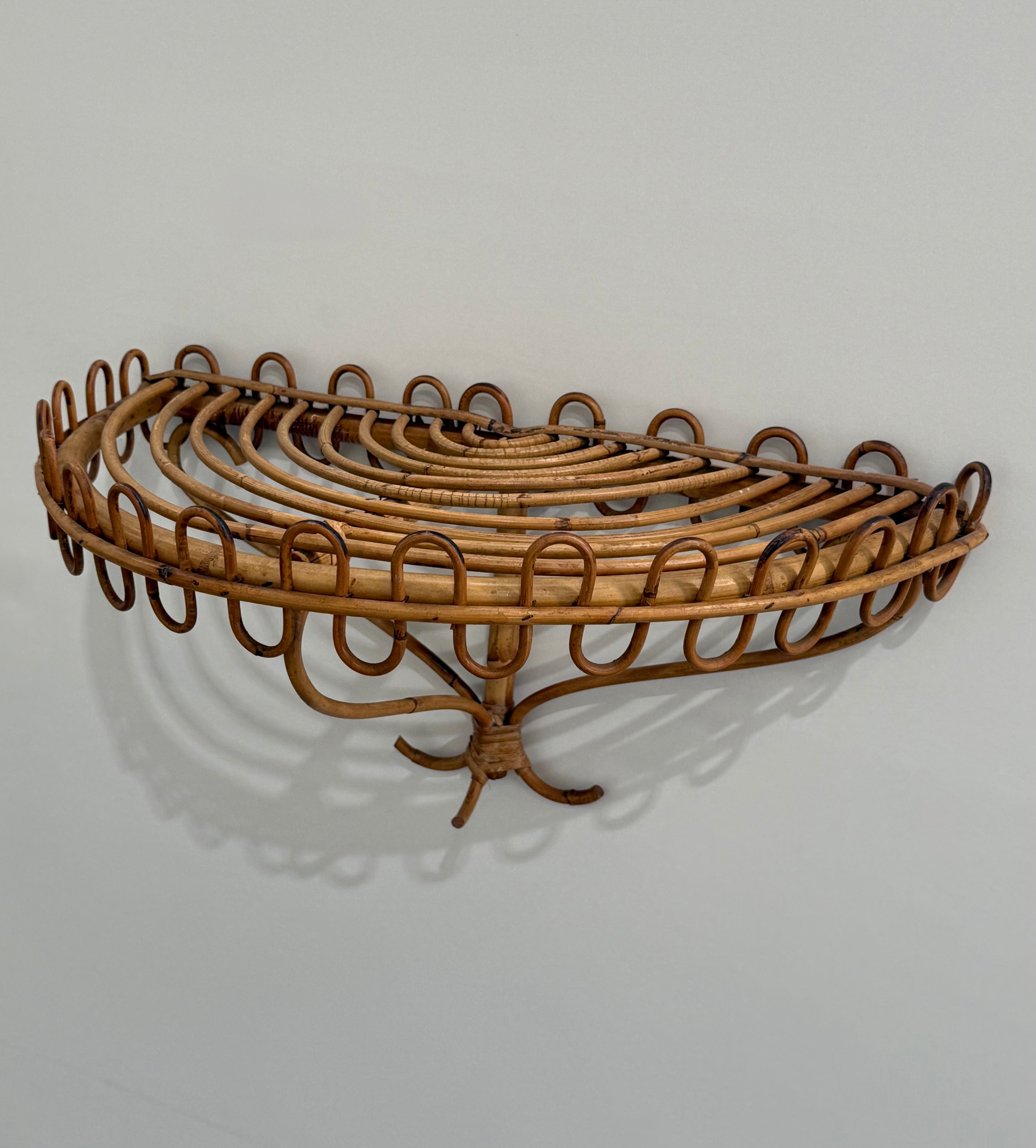 1960’s Italian Bamboo Wall Shelf