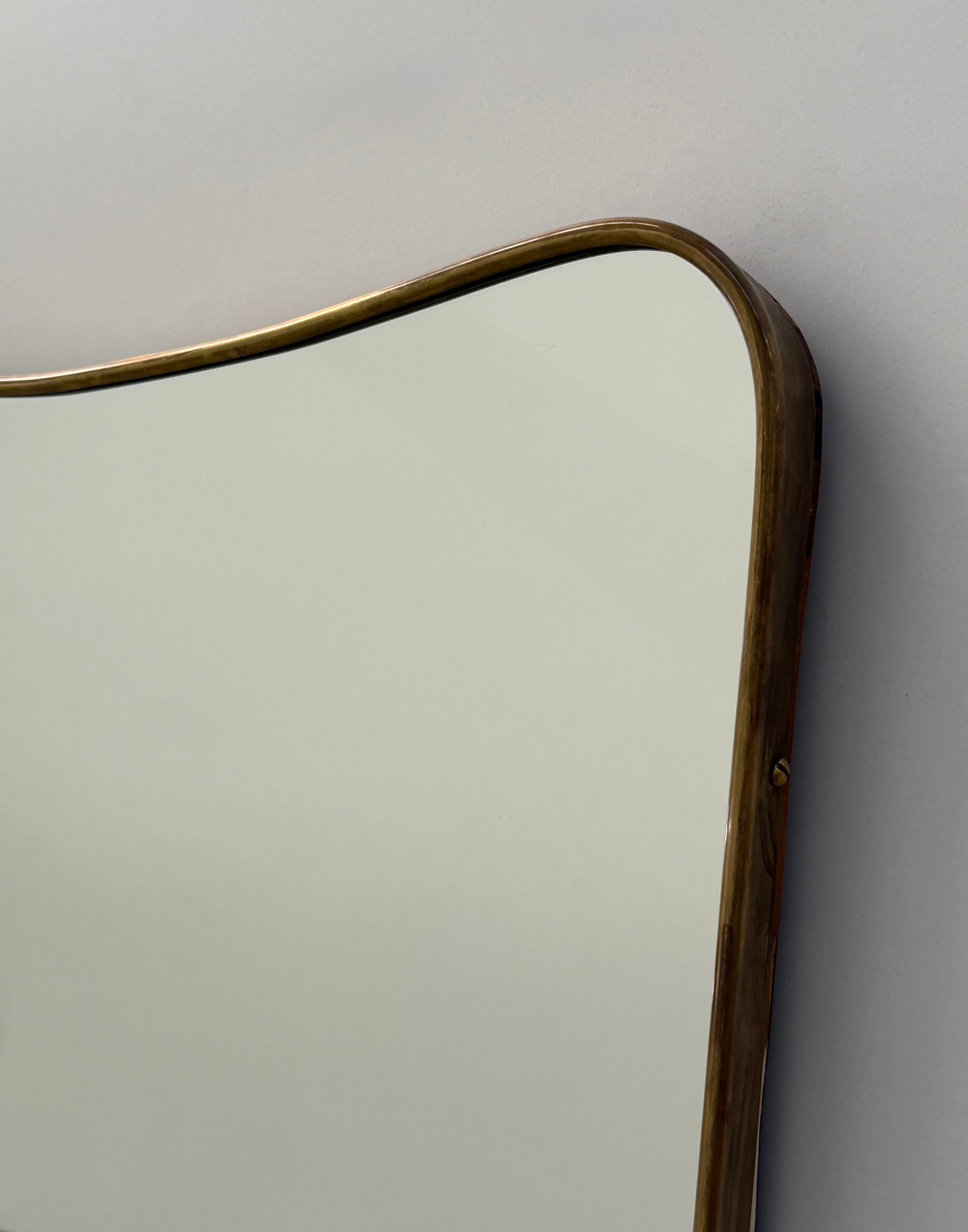 Vintage Italian Brass Shield Mirror