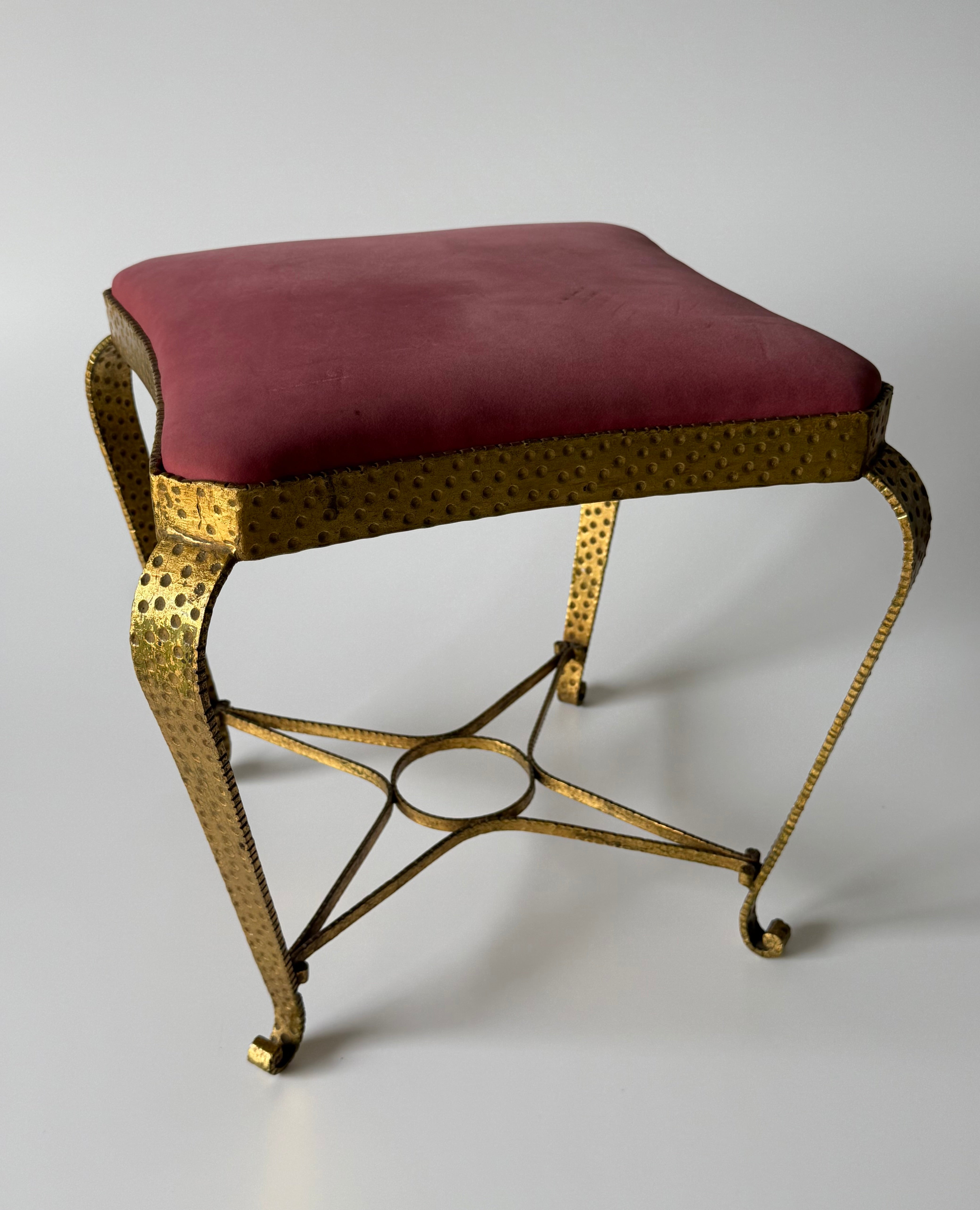 PRE-ORDER: Gilded Iron Stool by Pierluigi Colli - Two Available