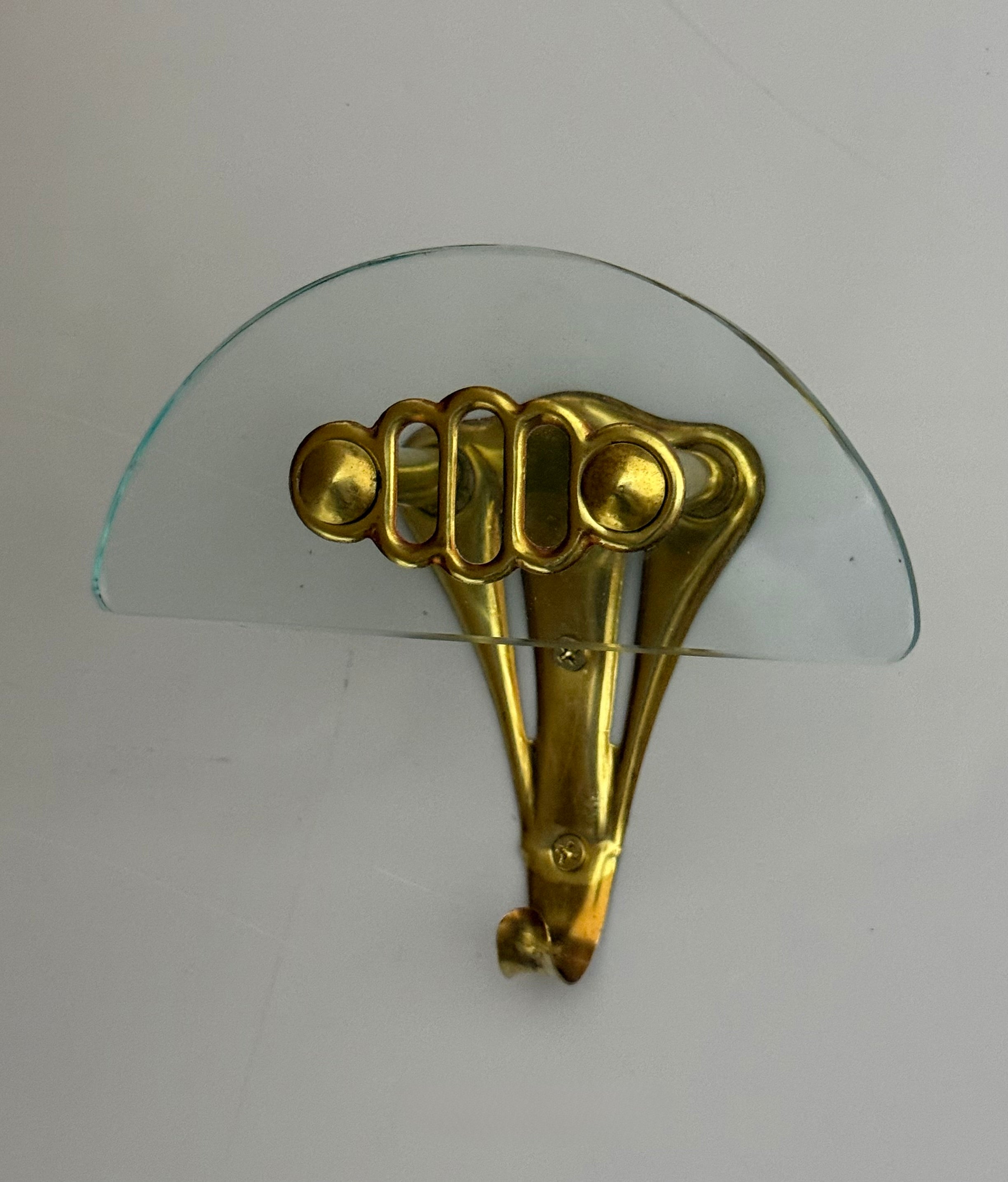 Italian Brass and Glass Coat Hook - Three Available