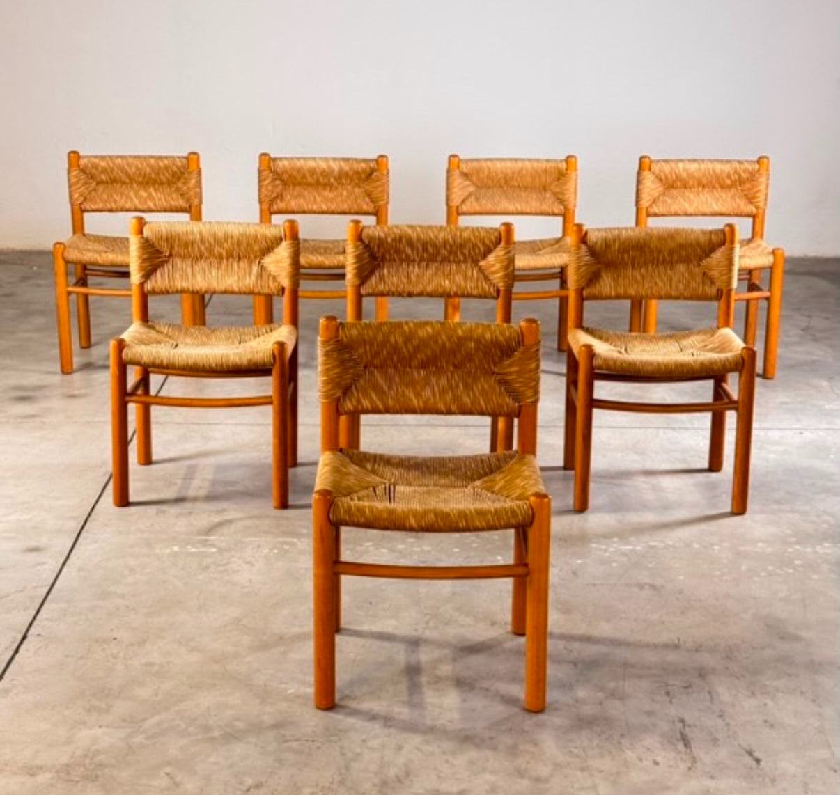 PRE ORDER Set of 8 Dordogne Chairs by Charlotte Perriand