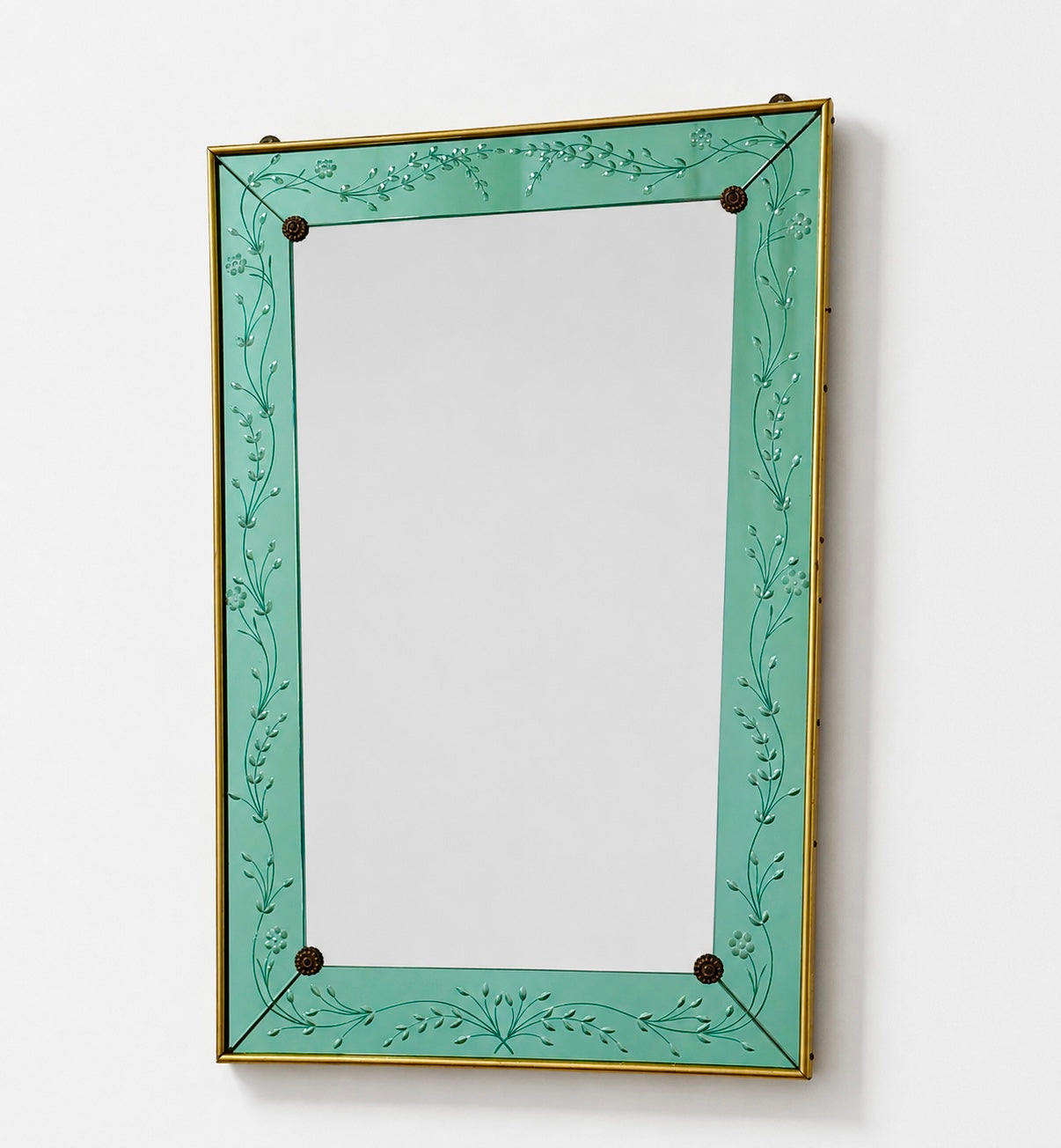 Italian Etched Glass Mirror by Cristal Arte