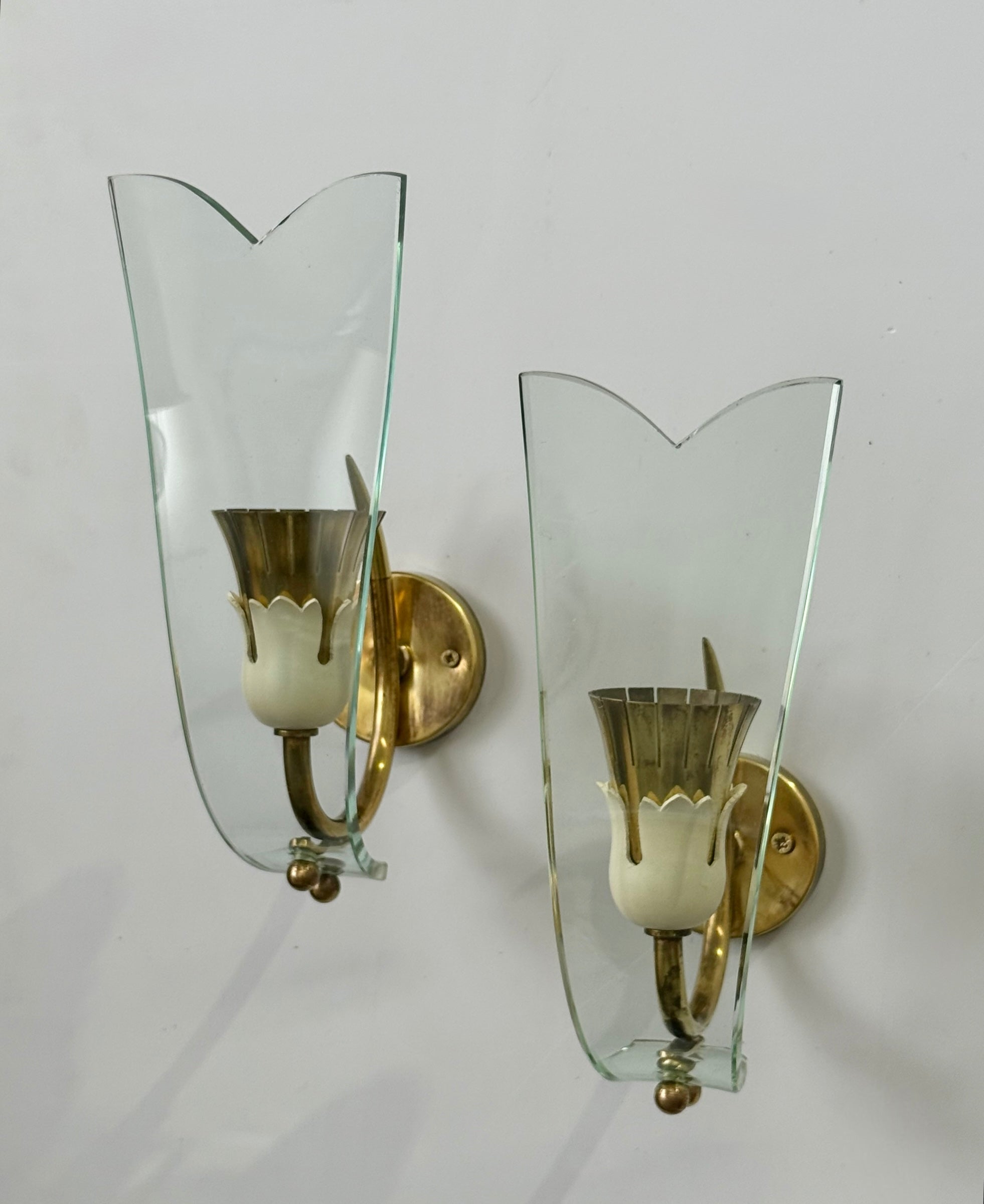 Pair of 1950’s Italian Glass Wall Lights
