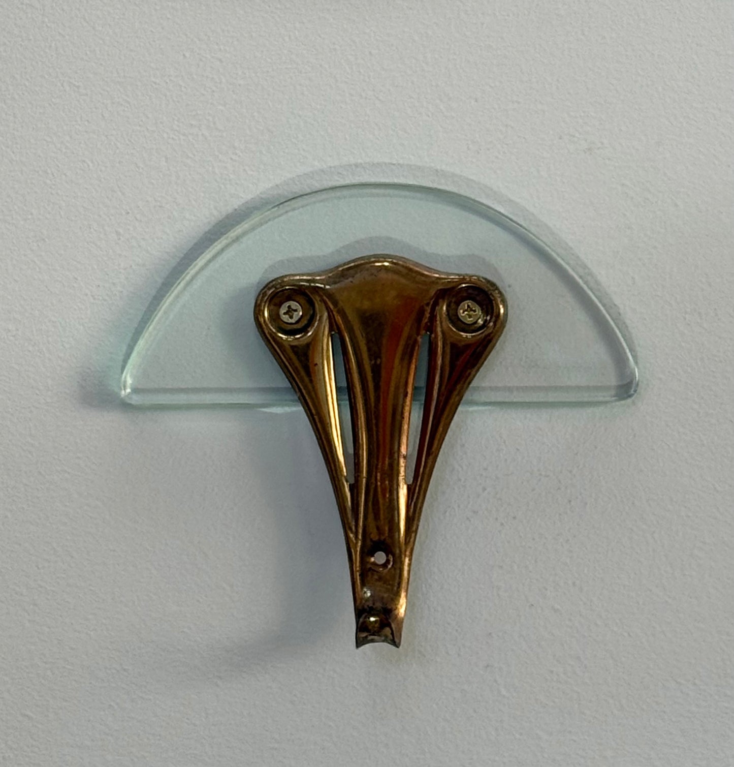 Italian Brass and Glass Coat Hook - One Available