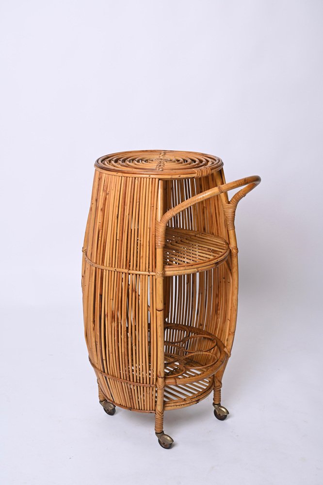 Italian 1960’s Bamboo Bar Trolley by Bonacina
