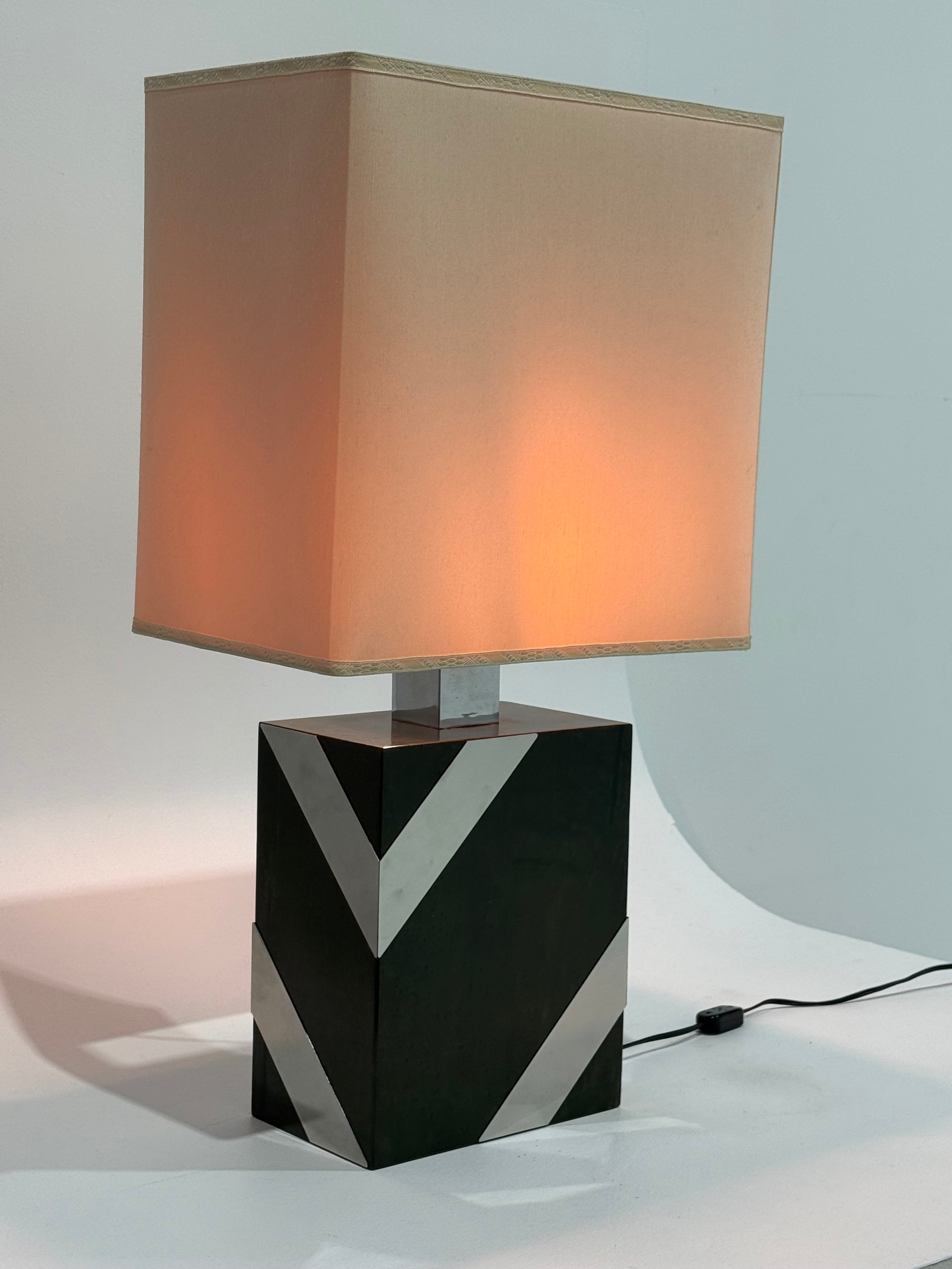 1970’s Briar Wood and Mirrored Chrome Lamp - Two Available